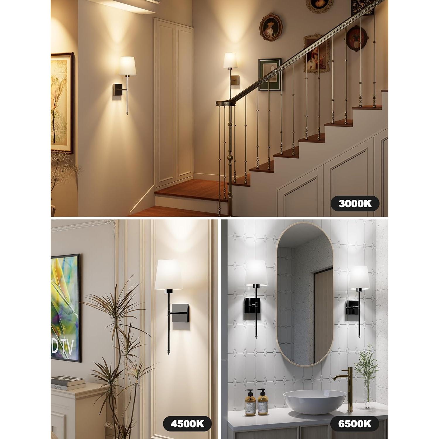 Juego de Apliques de Pared Recargables JOFIOS 2 Unidades Negro