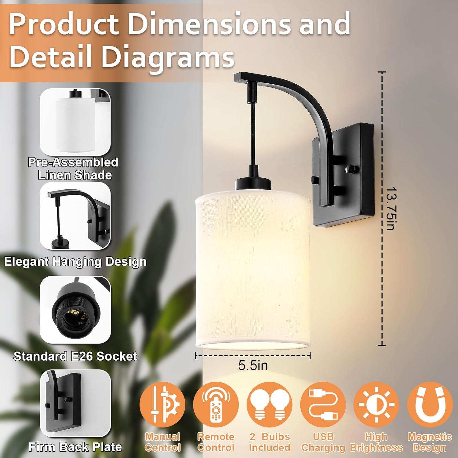 Juego de Apliques de Pared Recargables CNOIJUTS 2 Unidades