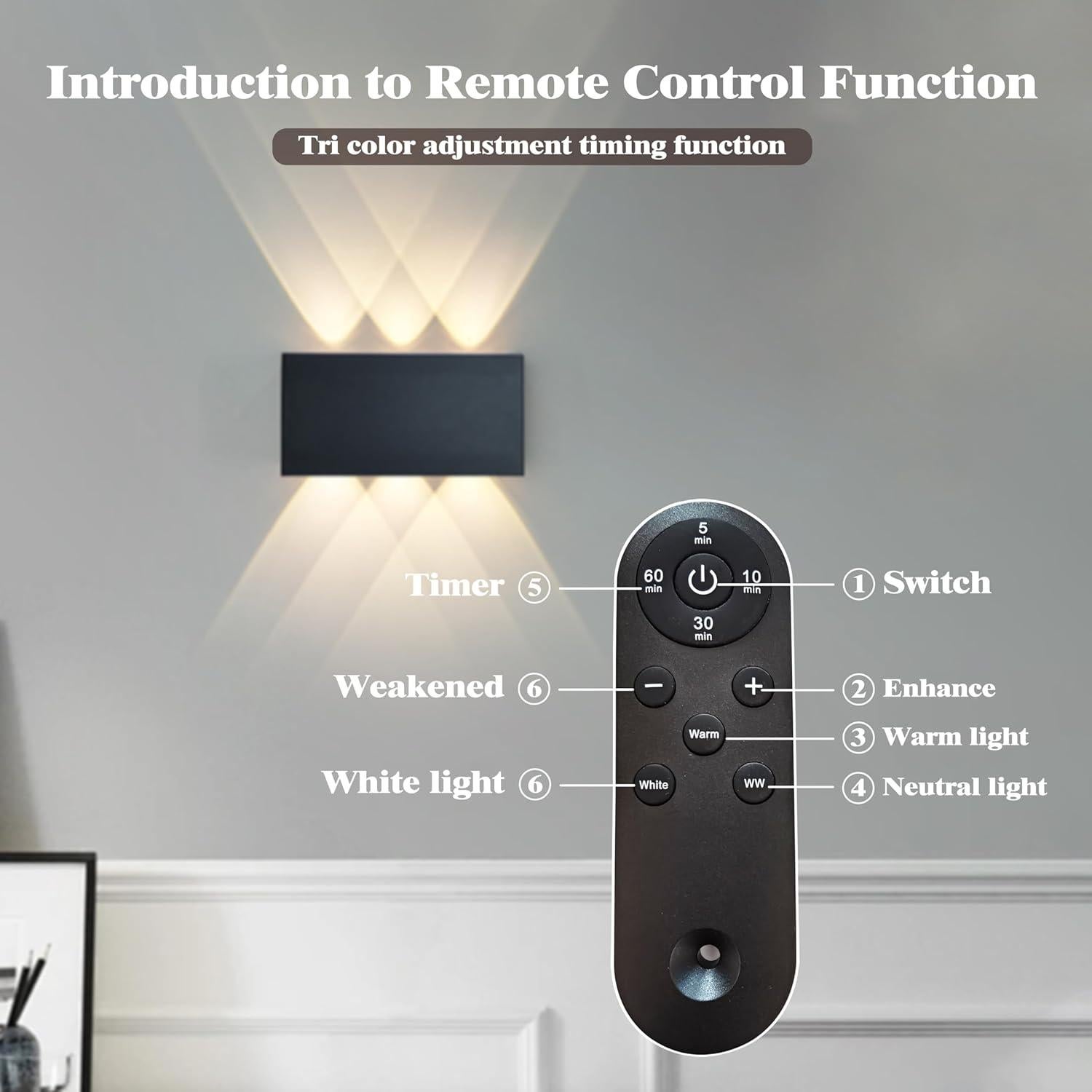 Apliques de Pared LED Recargables Shelprojsu 2 PCS Negro