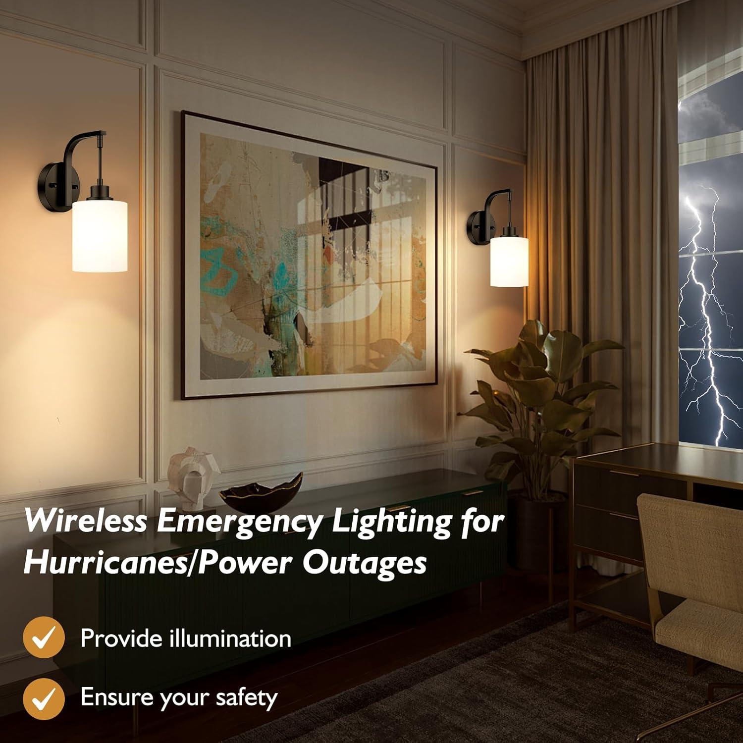 Juego de Apliques de Pared Inalámbricos Odnora 2 Lámparas Negras