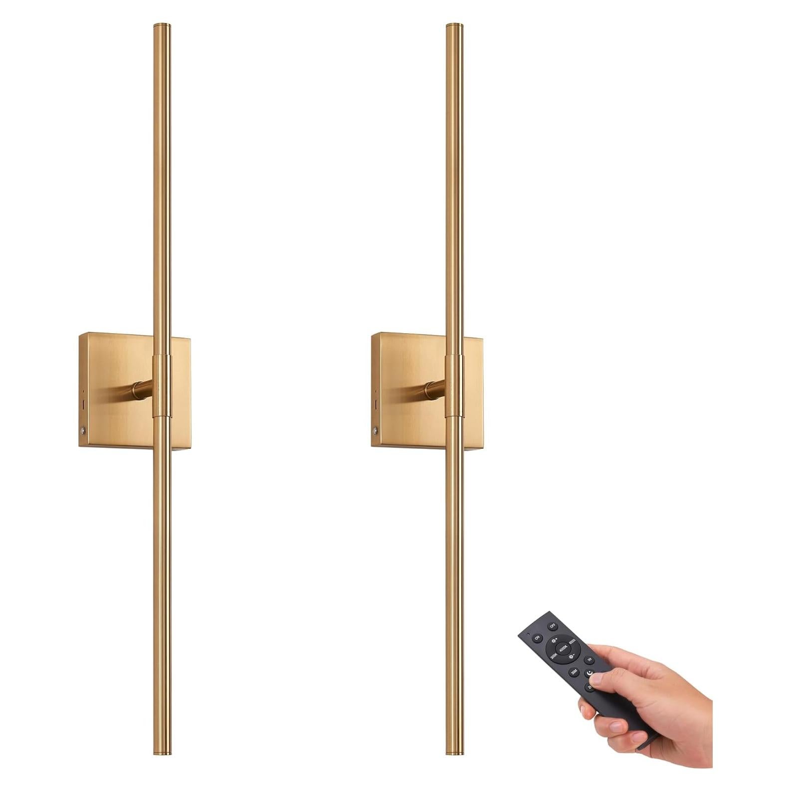 Juego de 2 Apliques de Pared LED Dorados GWONER 76.2 cm