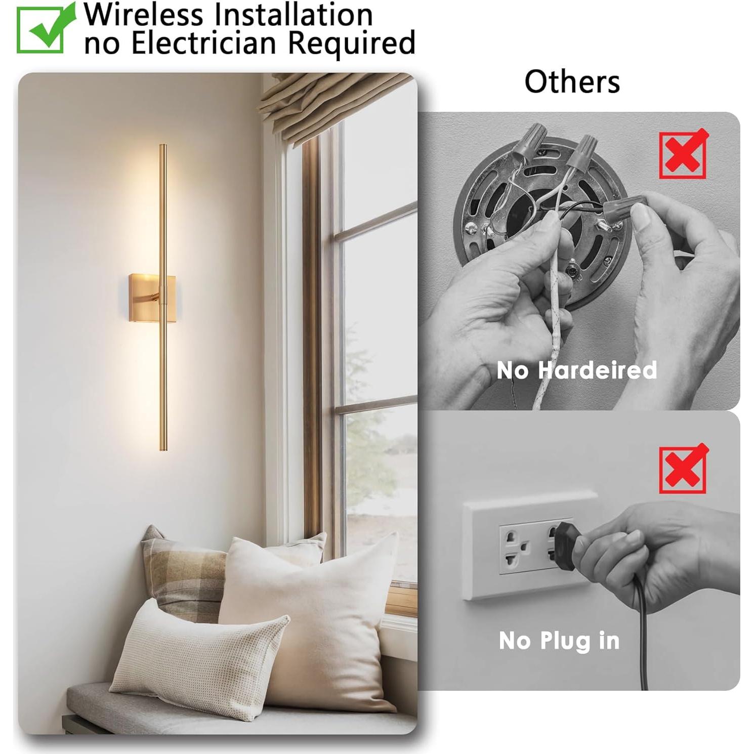 Juego de 2 Apliques de Pared LED Dorados GWONER 76.2 cm