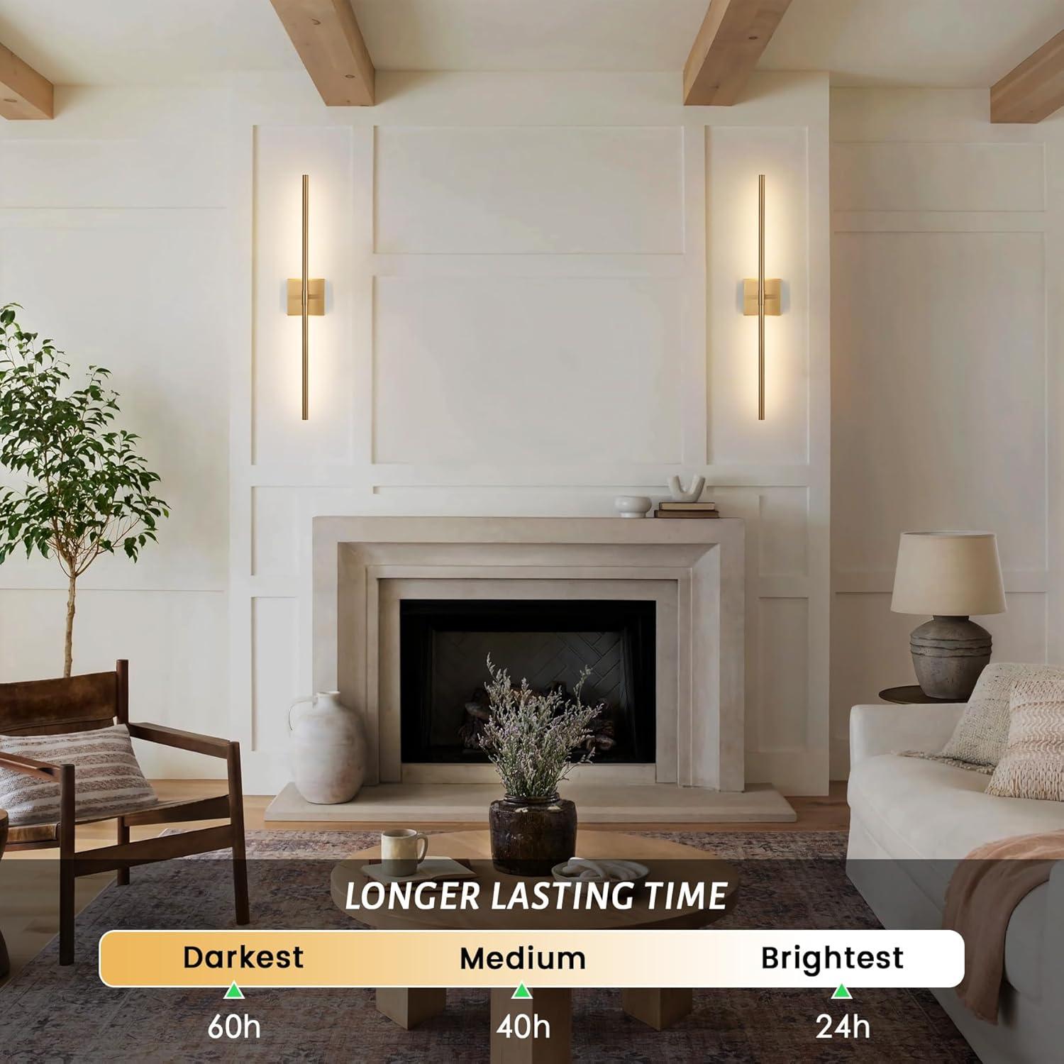 Juego de 2 Apliques de Pared LED Dorados GWONER 76.2 cm