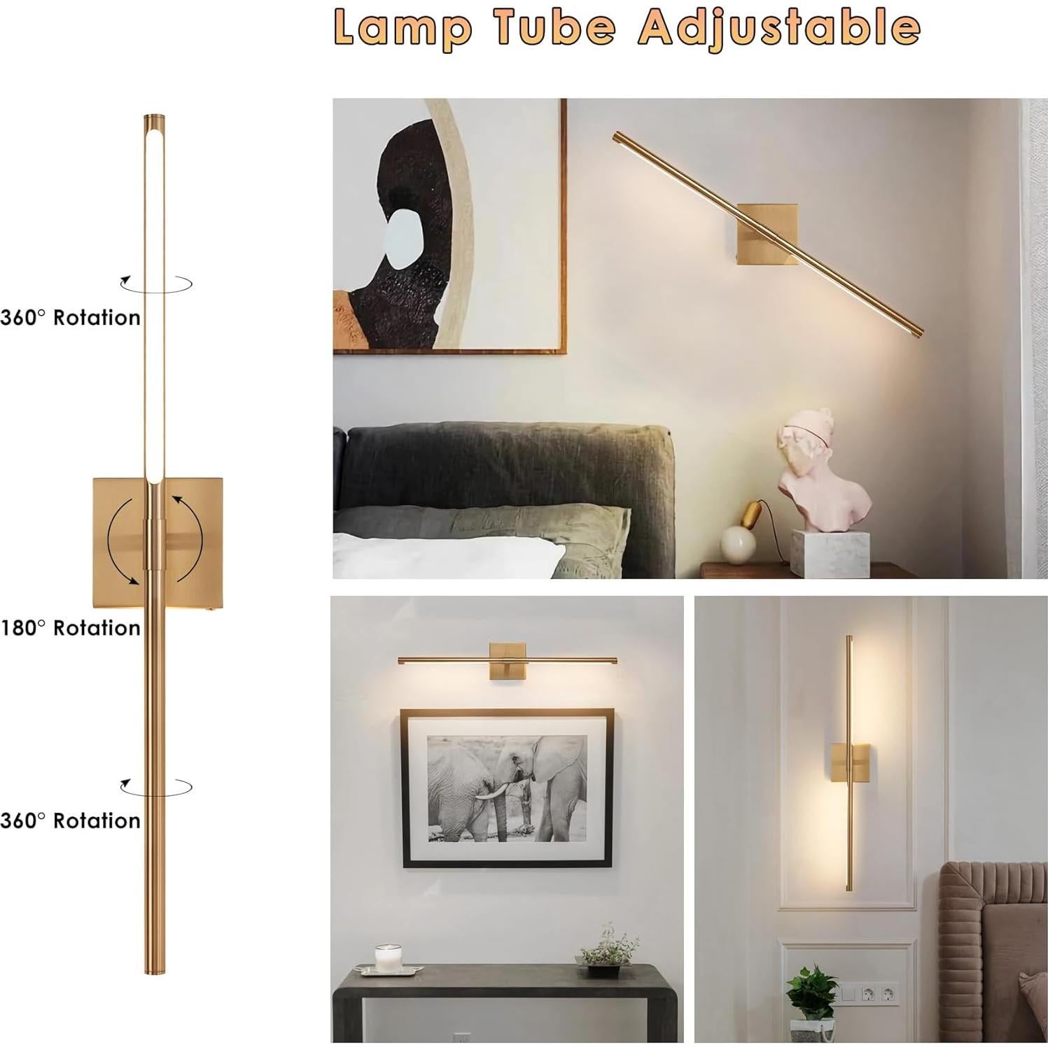 Juego de 2 Apliques de Pared LED Dorados GWONER 76.2 cm