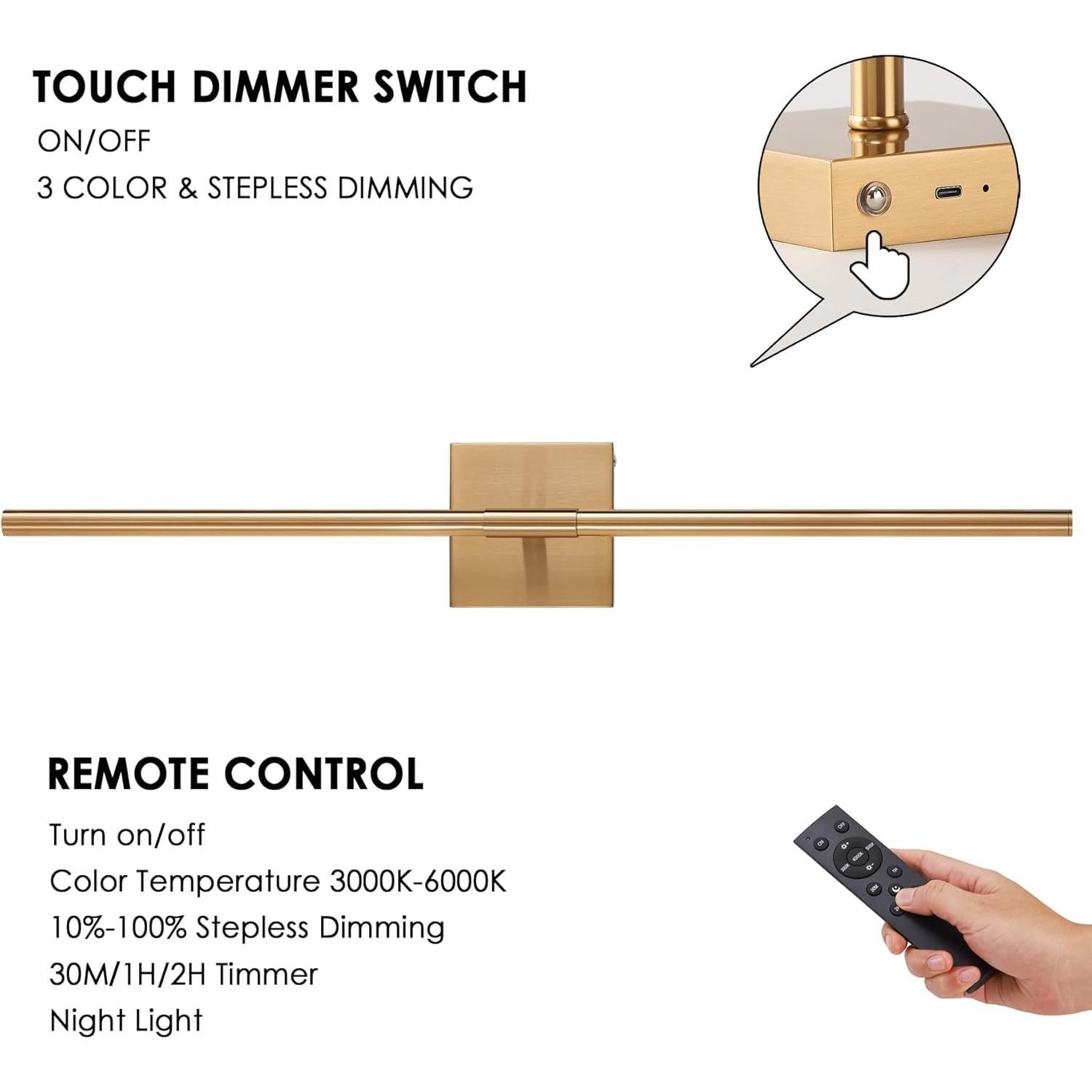 Juego de 2 Apliques de Pared LED Dorados GWONER 76.2 cm