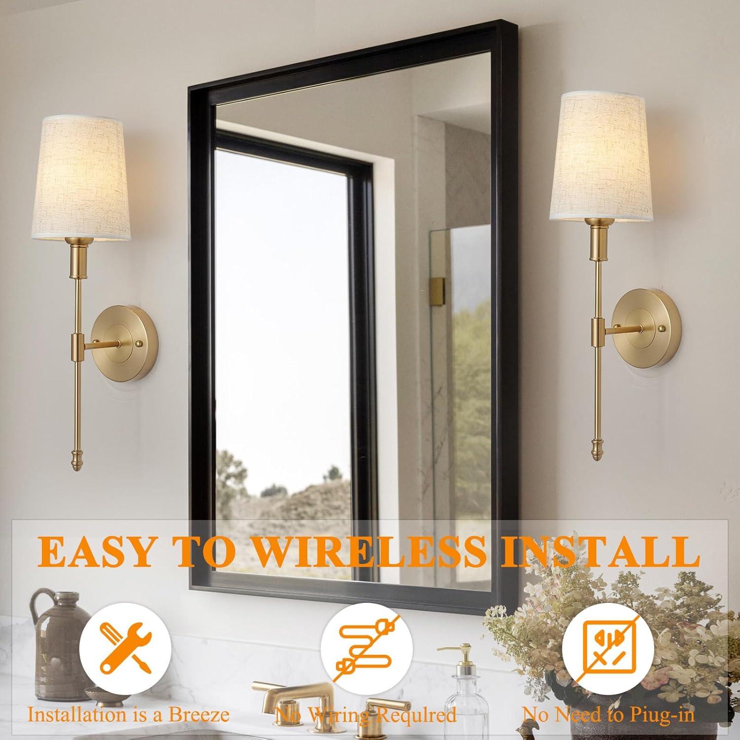 Juego de Apliques de Pared LED HOTRAN Dorado con Control Remoto