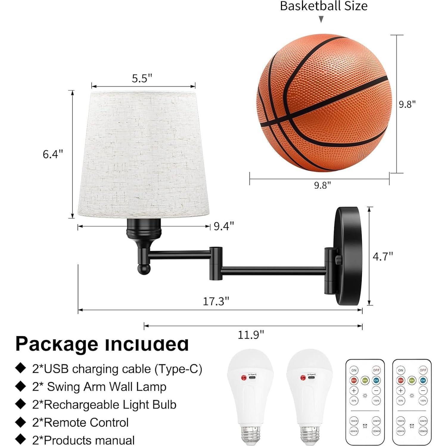 Apliques de Pared Recargables Frideko con Control Remoto - 2 Unidades