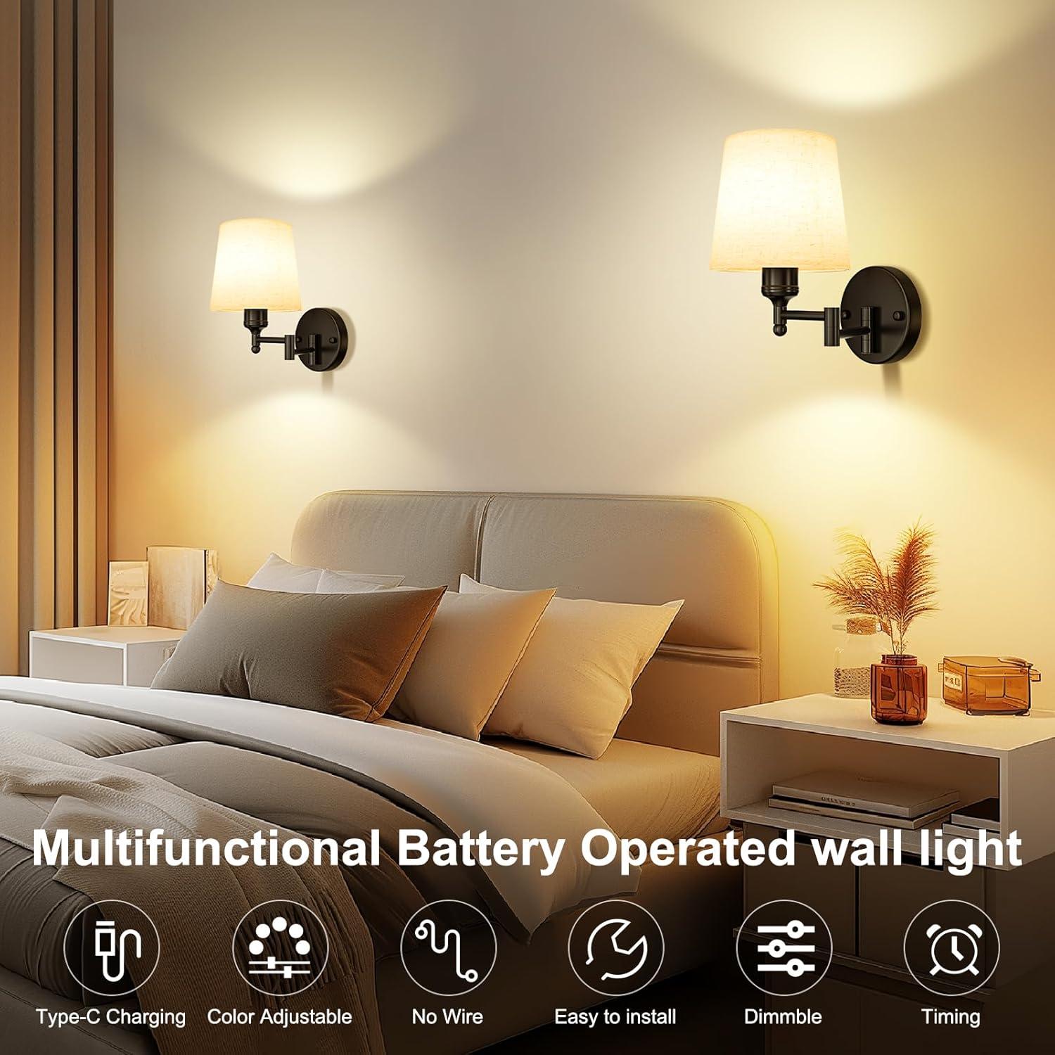 Apliques de Pared Recargables Frideko con Control Remoto - 2 Unidades