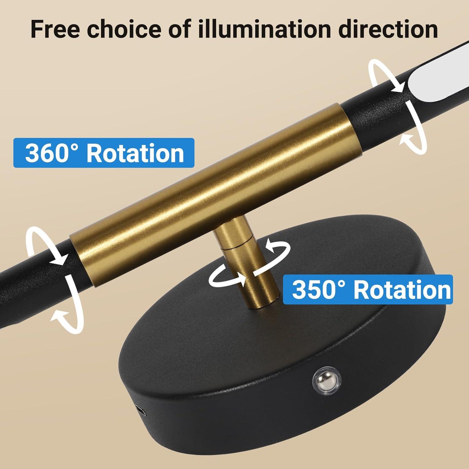 Juego de Apliques de Pared Inalámbricos TaoFiaCo 80 cm Negro/Dorado