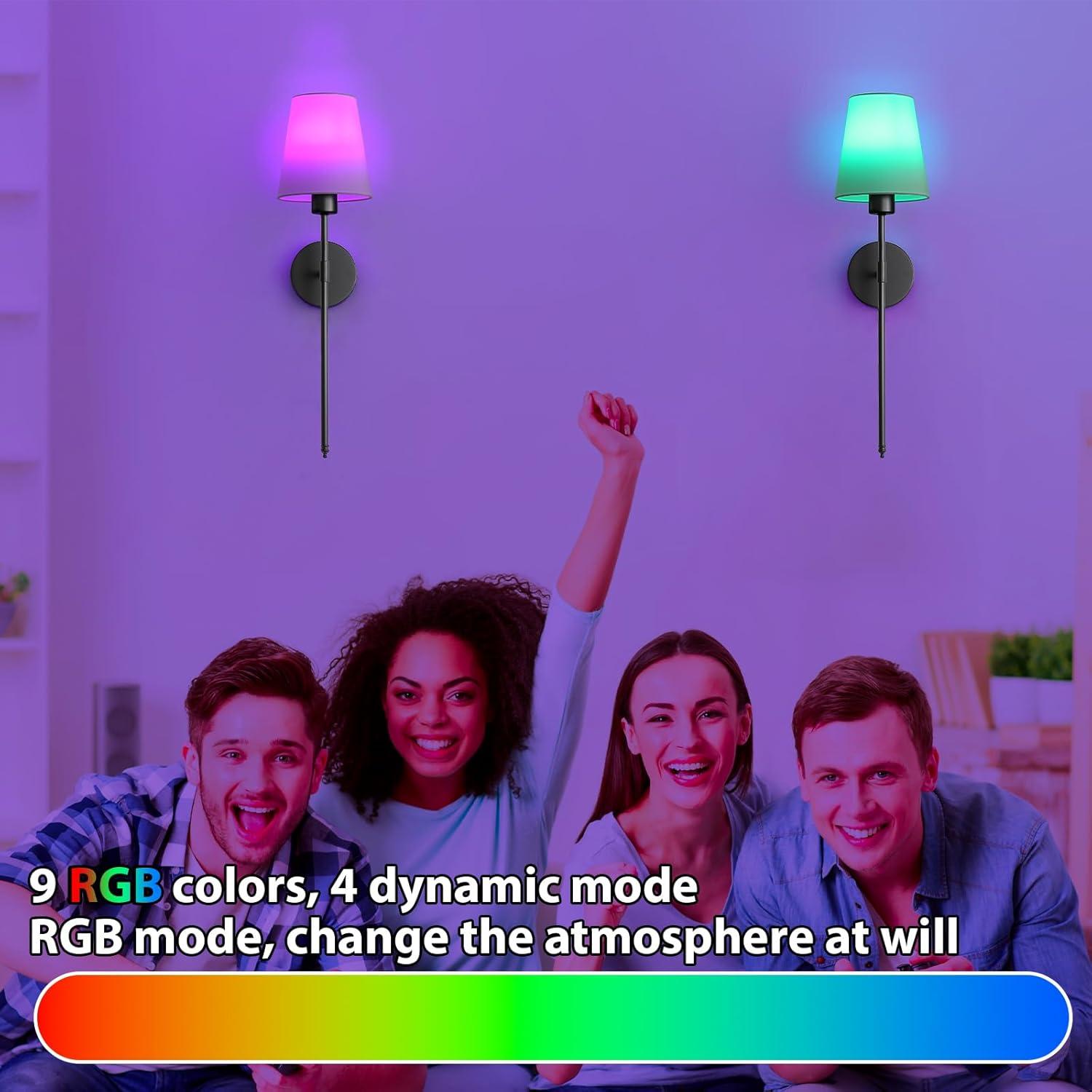 Juego de 2 Apliques de Pared AUXRAM Recargables Negros 5200mAh