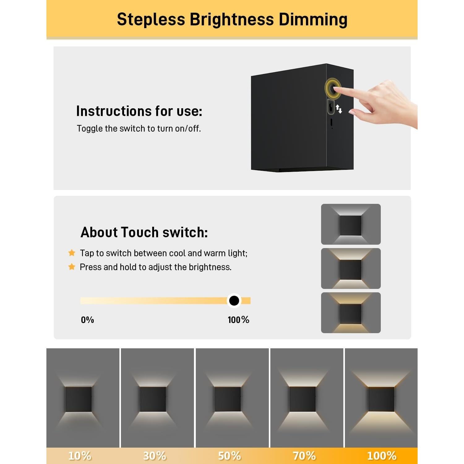 Juego de 2 Apliques de Pared Recargables MICEYLIVE Negro