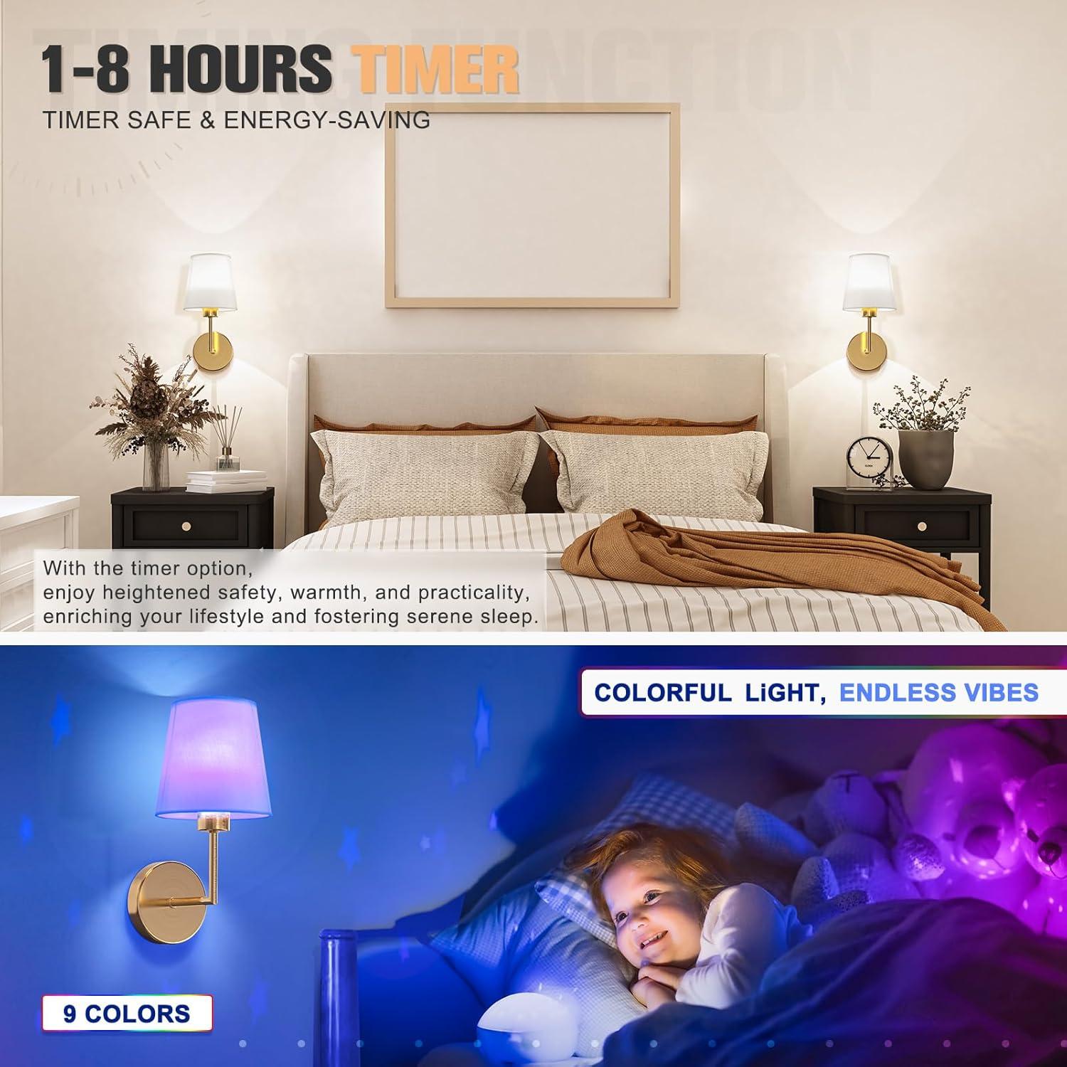 Apliques de Pared Inalámbricos VOLISUN Dorados con Control Remoto