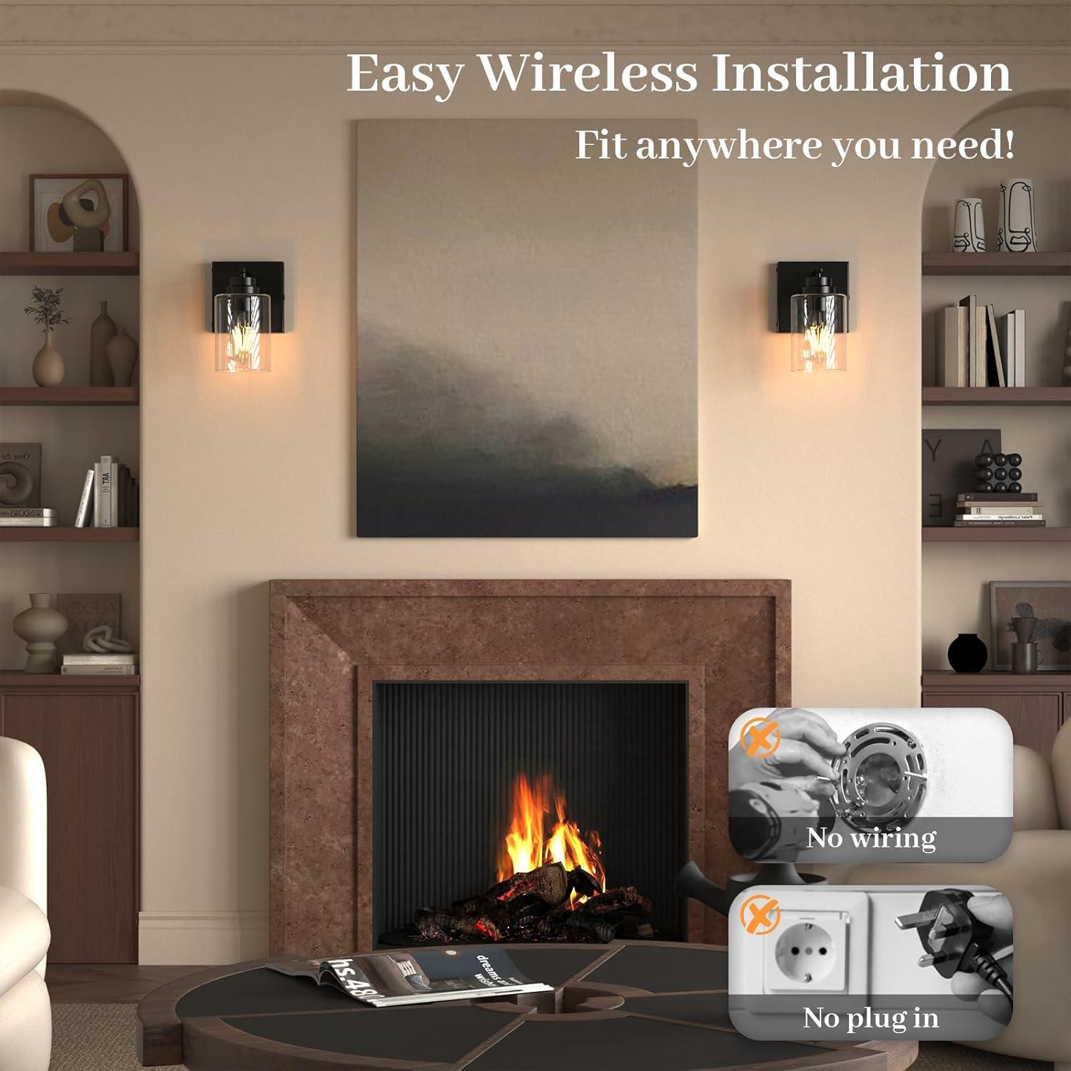 Aplique de pared ThyFenno con control remoto, set de 2, negro