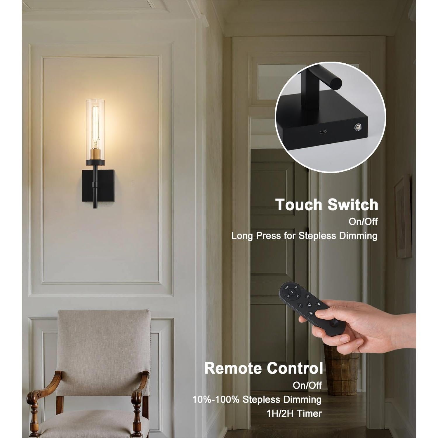 Apliques de Pared Inalámbricos SANTOSTOCK, Juego de 2, 3000K