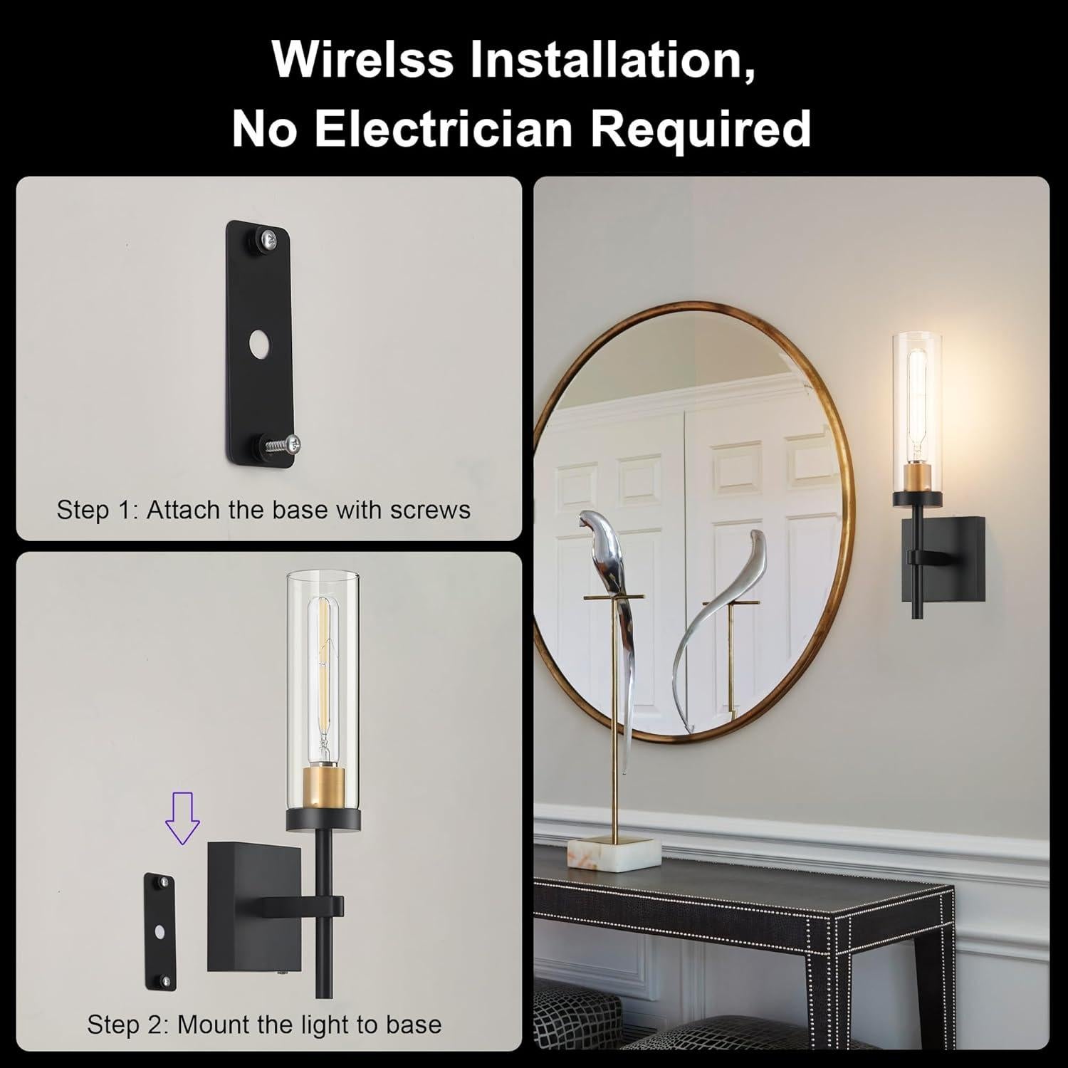 Apliques de Pared Inalámbricos SANTOSTOCK, Juego de 2, 3000K