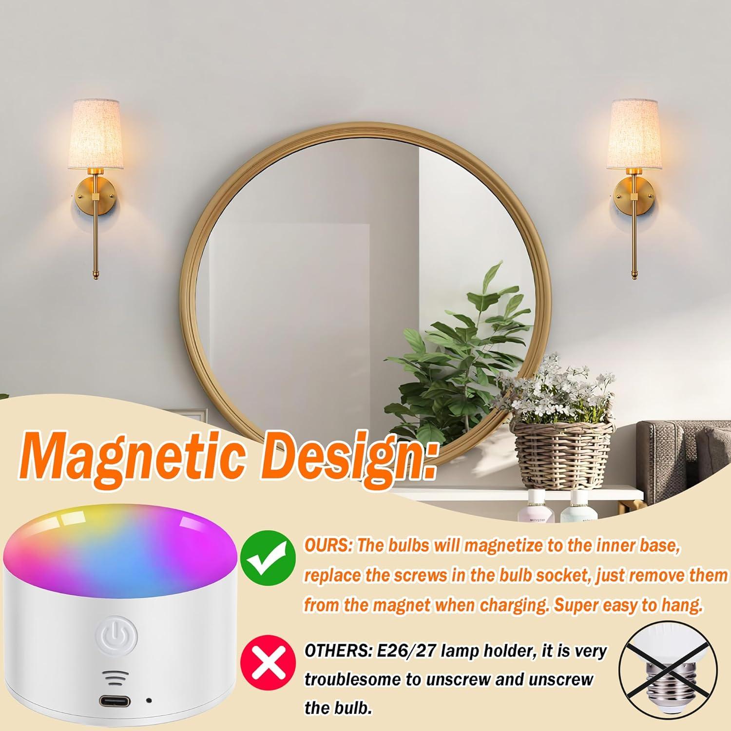 Aplique de Pared Inalámbrico YHCDLAMP Bronce LED Regulable