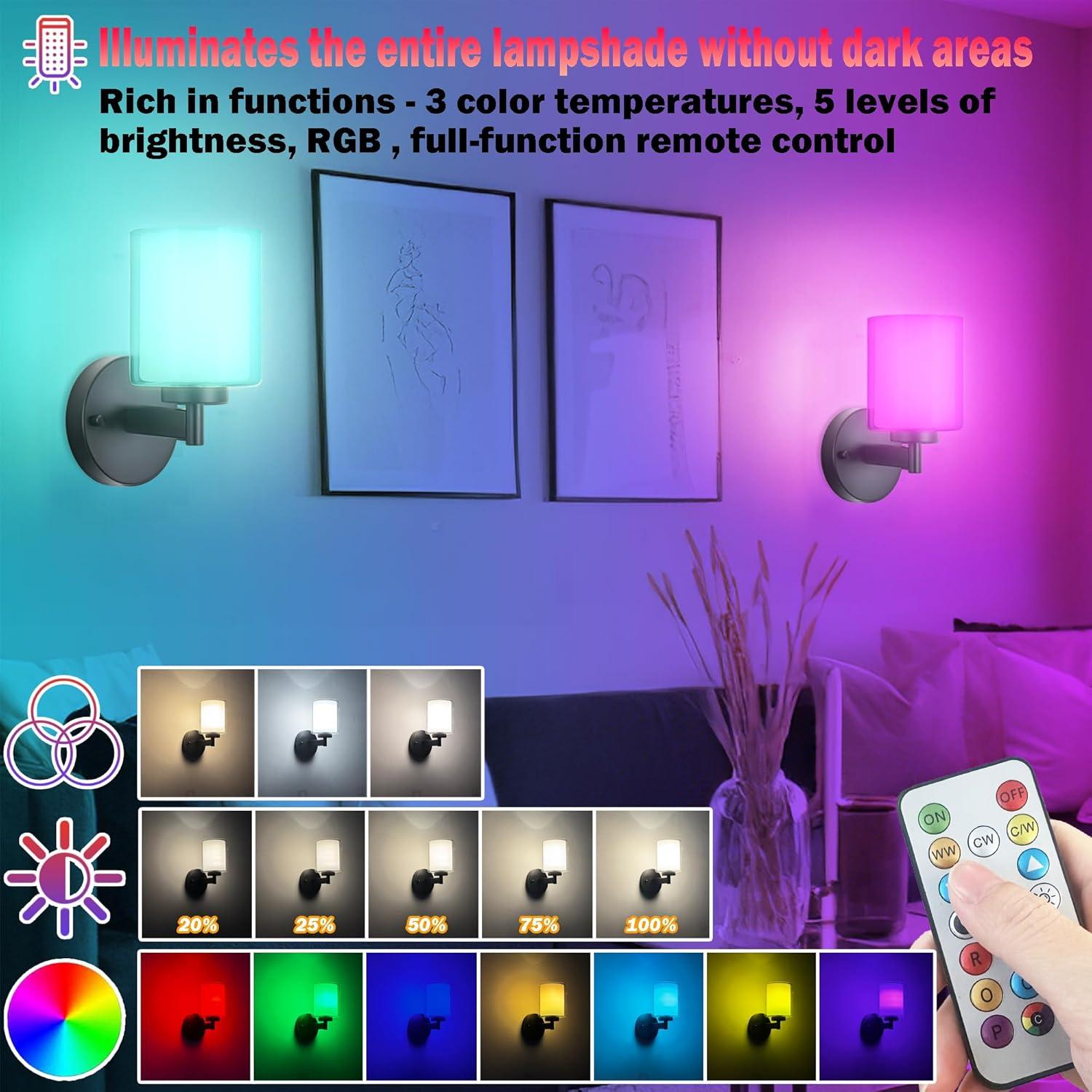 Juego de Apliques de Pared Inalámbricos Nekhung RGB 10000mAh