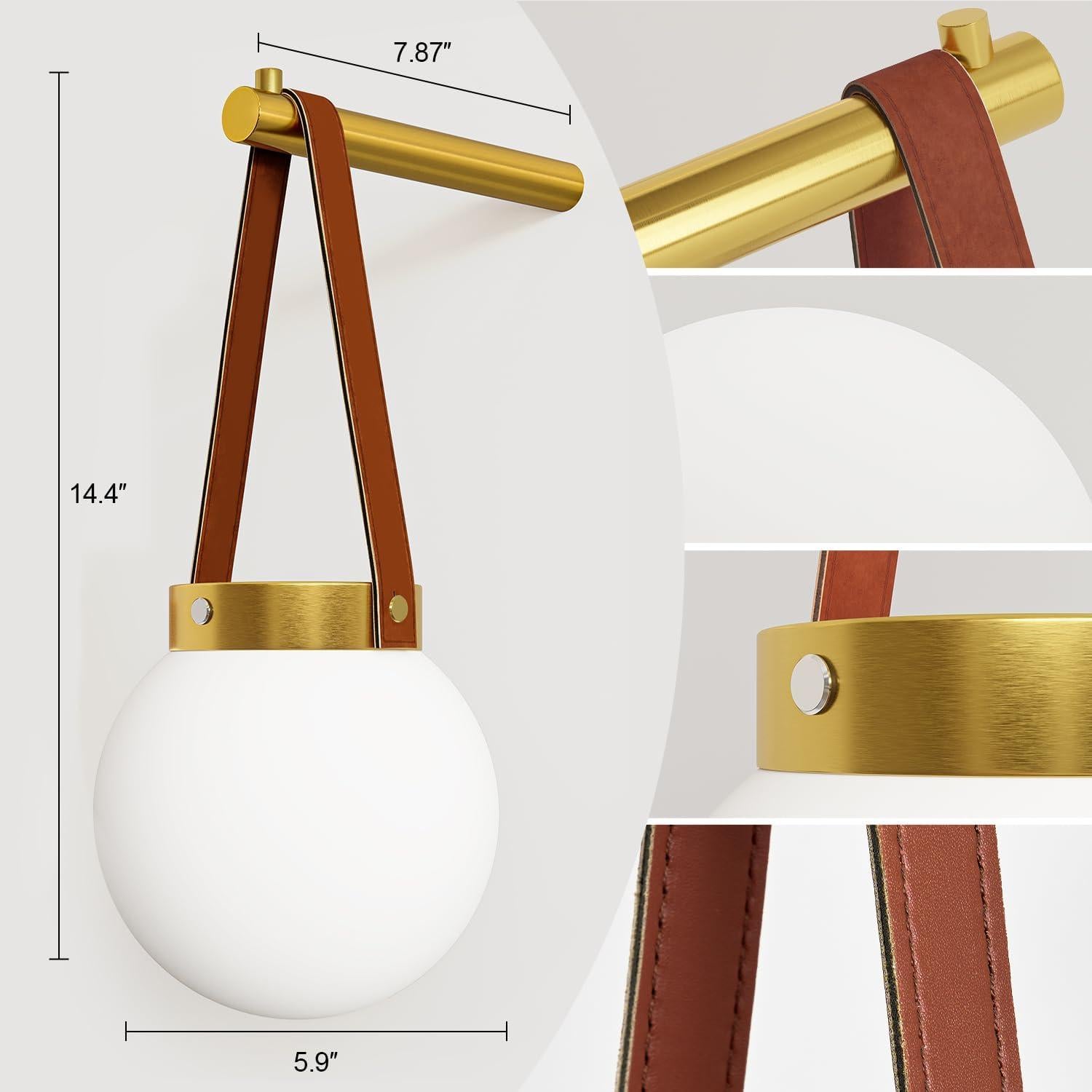 Juego de 2 apliques de pared G-SAFAVA dorados recargables