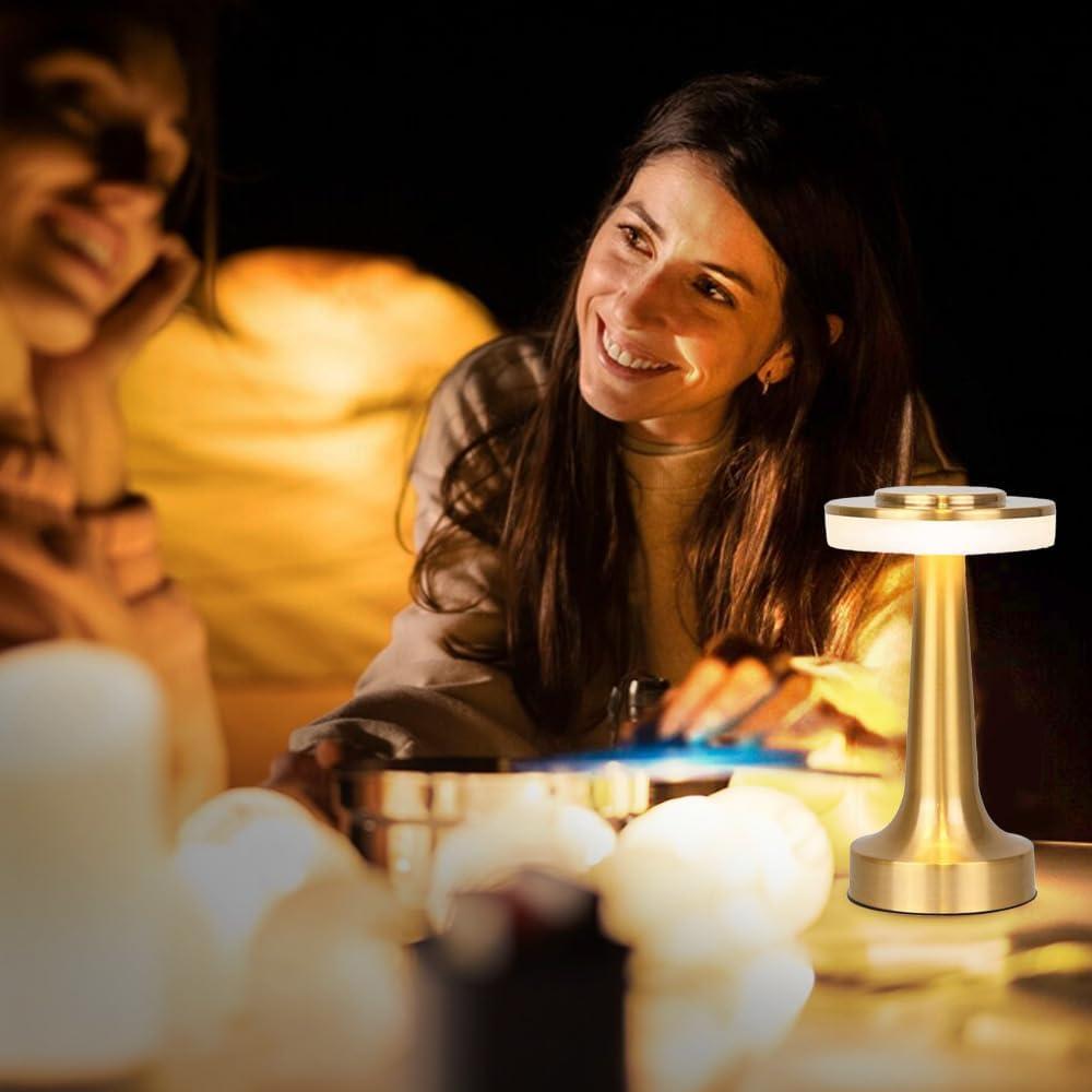 Lámpara de Mesa LED Inalámbrica JHPGEOE Dimmable 3 Colores