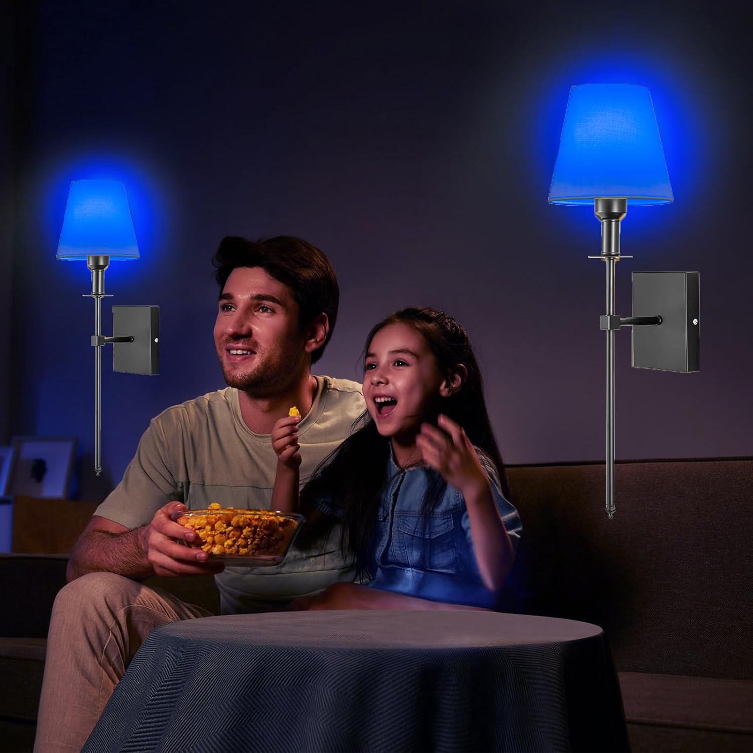 Juego de apliques de pared recargables Jengush, set de 2, 12 modos