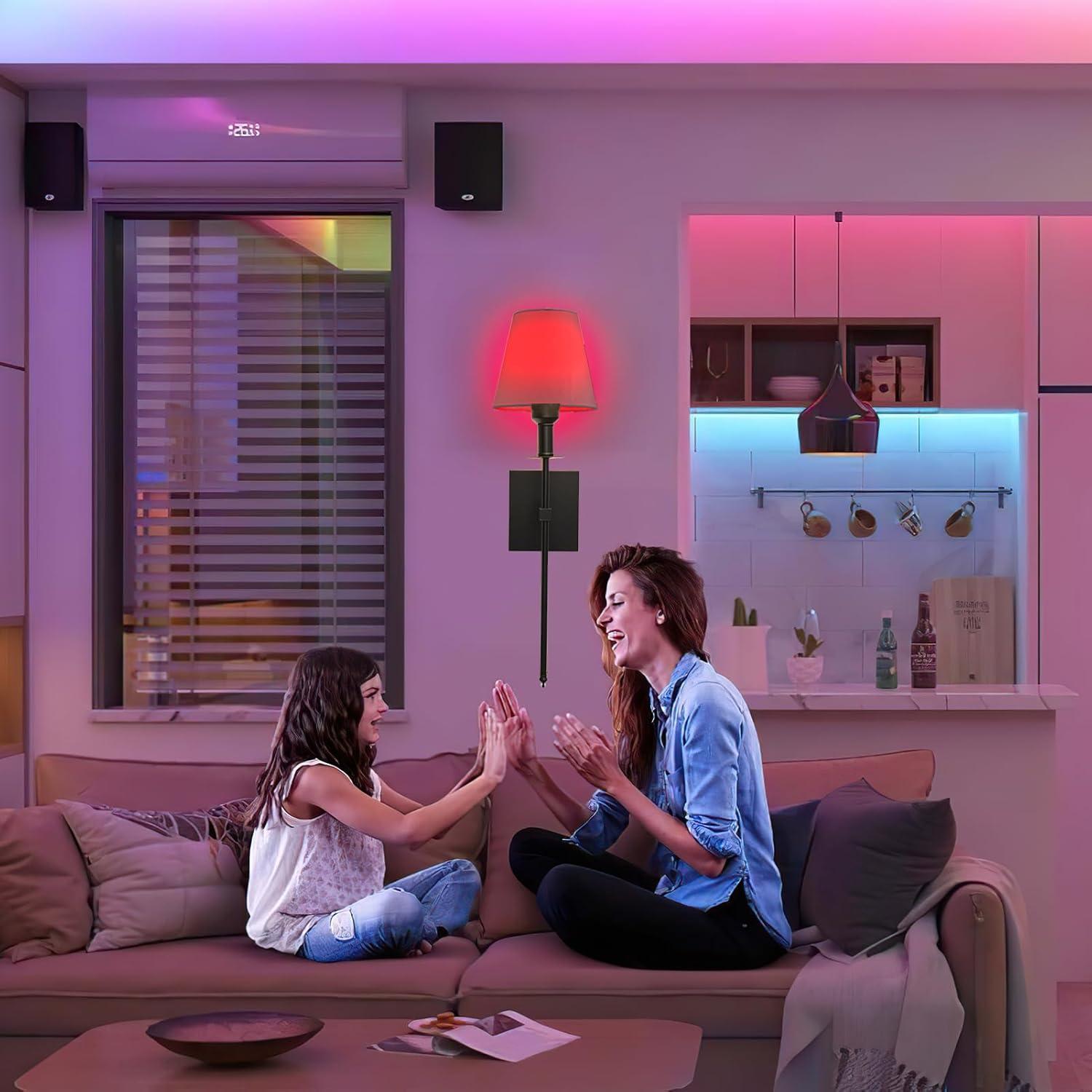 Juego de apliques de pared recargables Jengush, set de 2, 12 modos