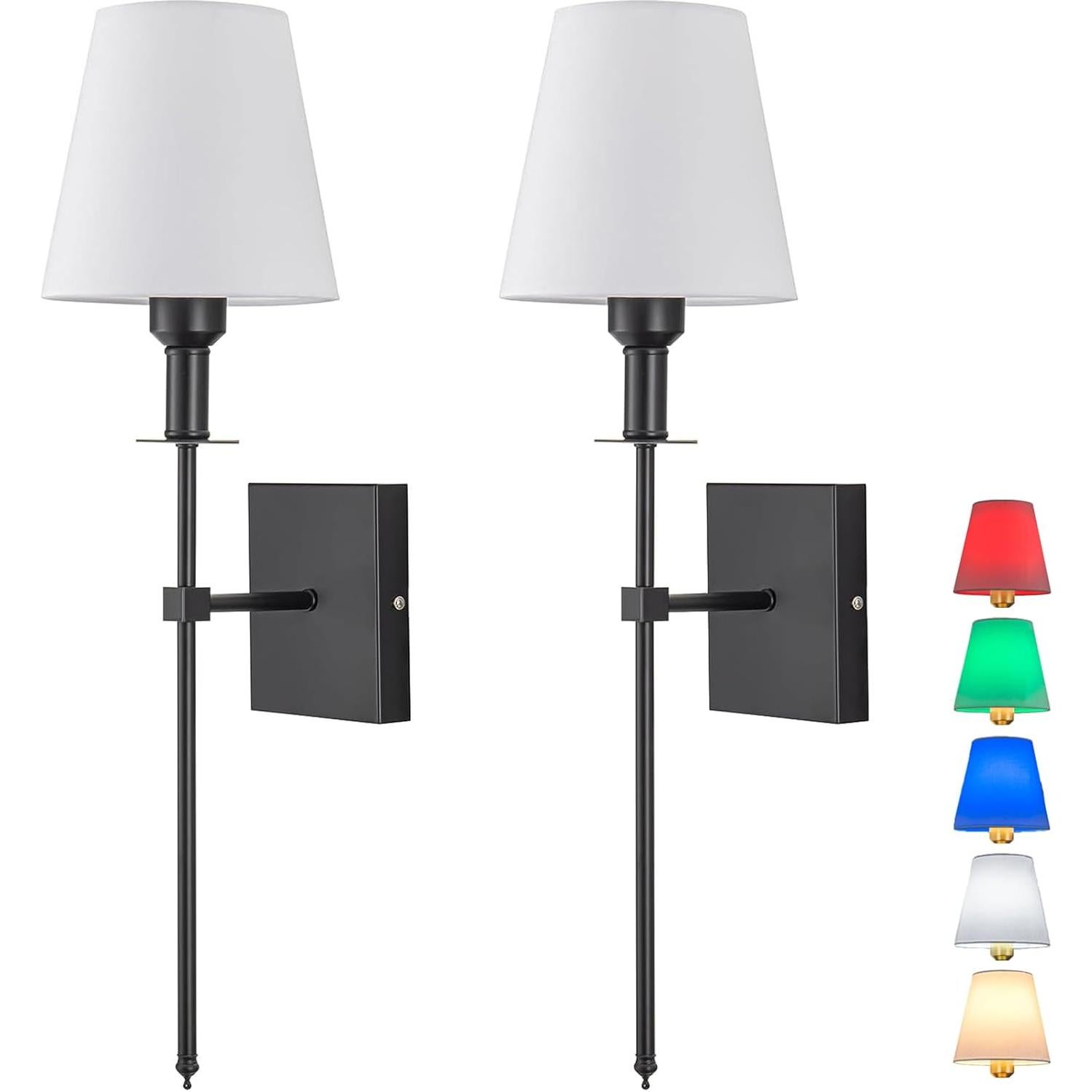 Juego de apliques de pared recargables Jengush, set de 2, 12 modos