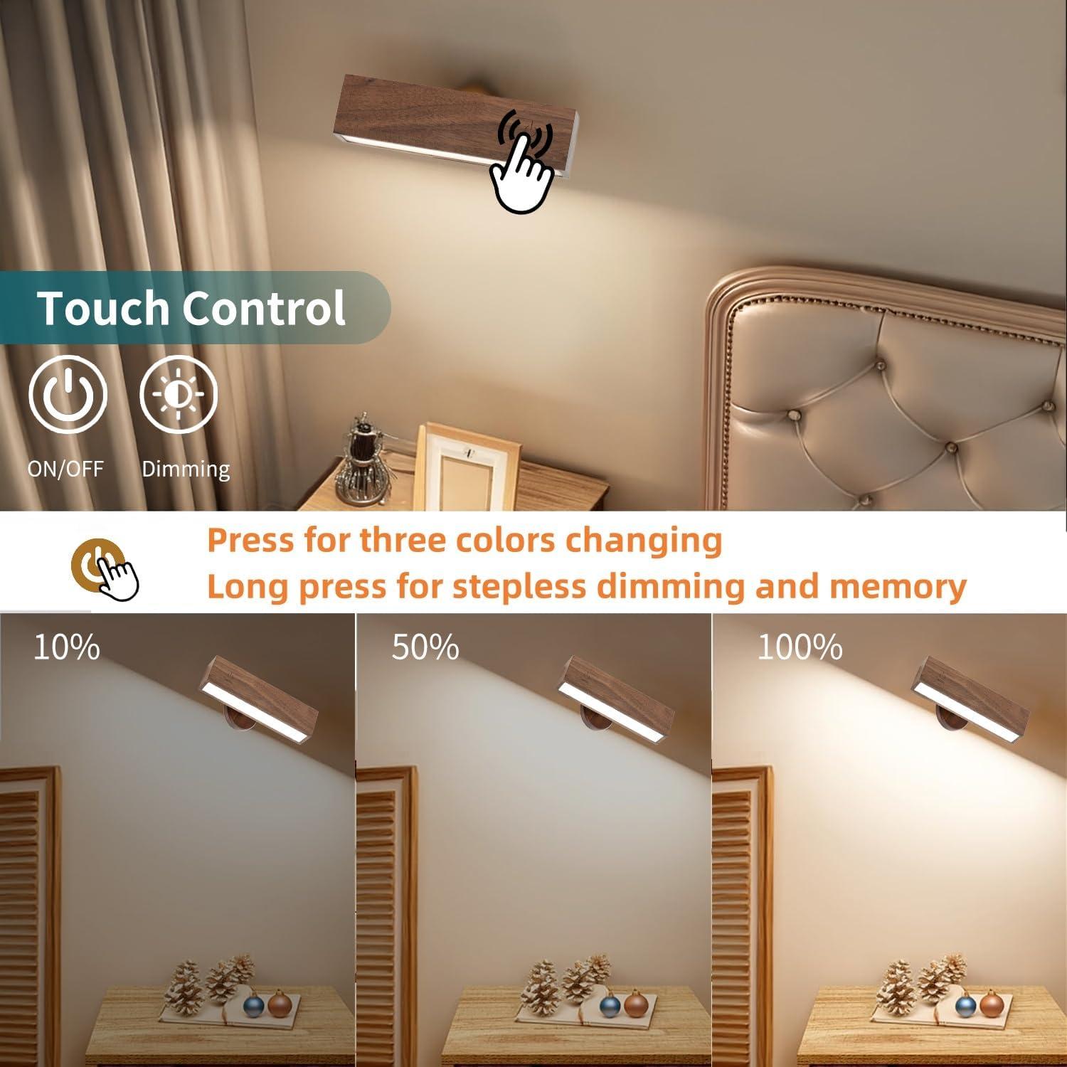 Apliques de Pared LED ROLiGHTiC Recargables 2 Unidades 3 Modos