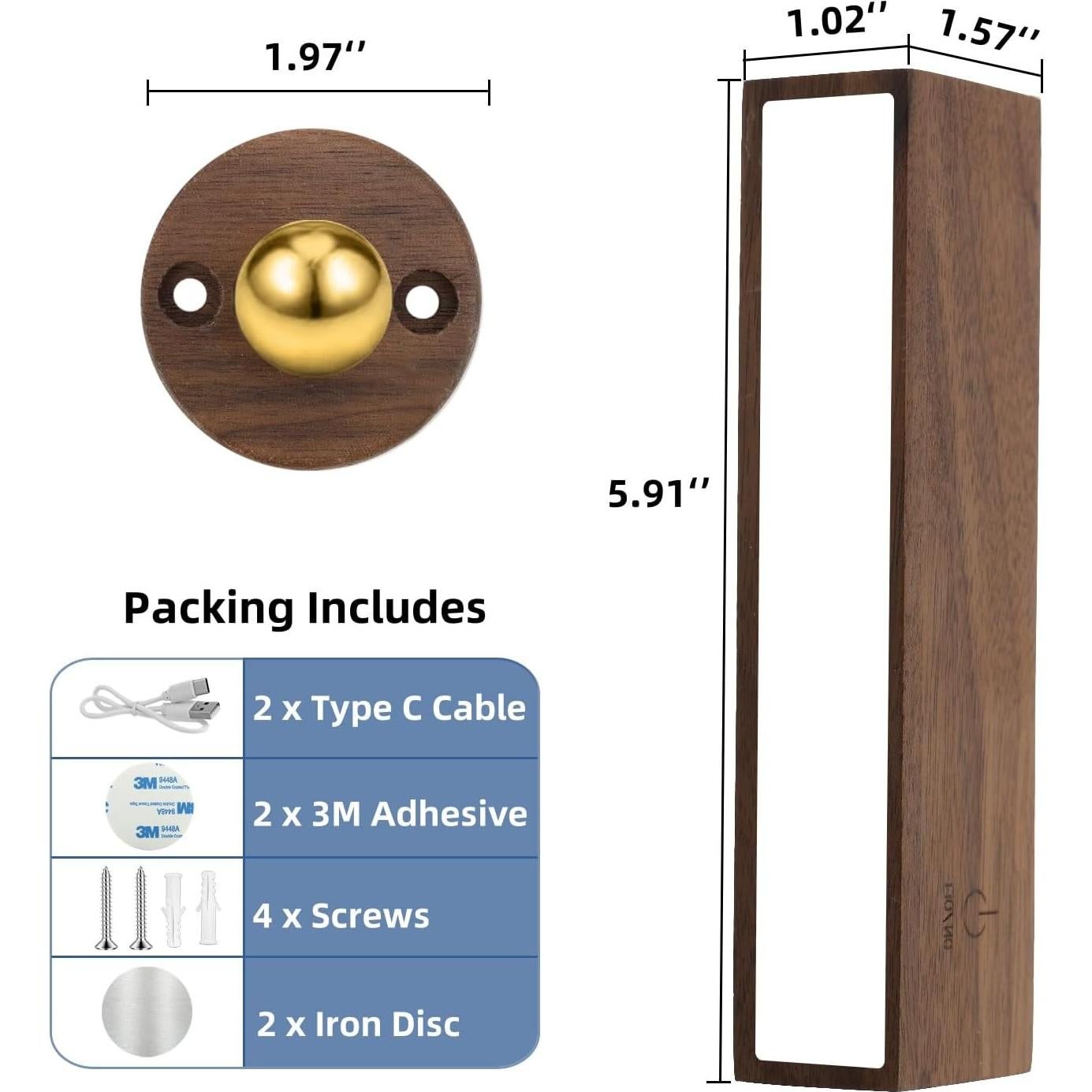 Apliques de Pared LED ROLiGHTiC Recargables 2 Unidades 3 Modos