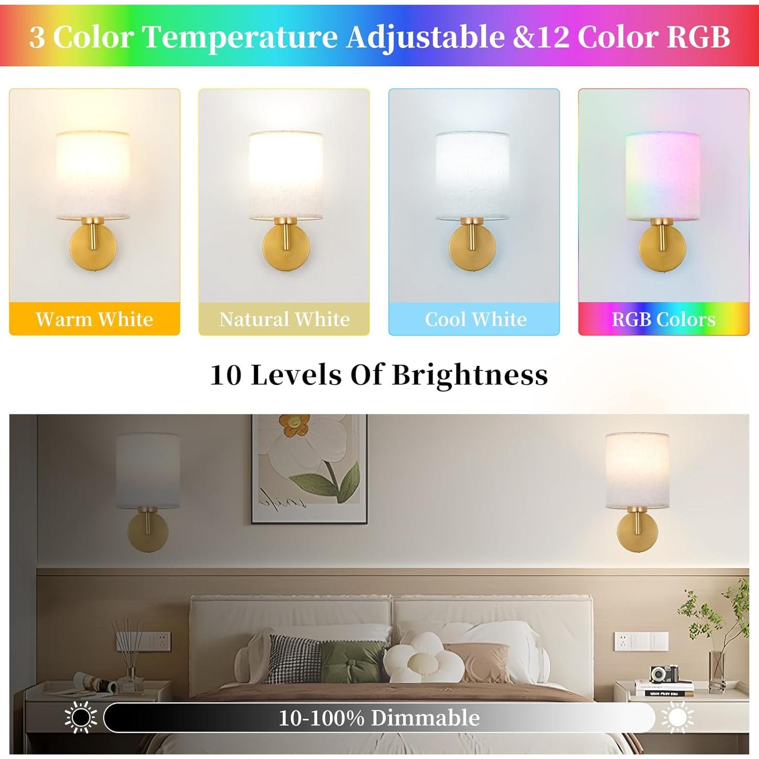 Juego de Apliques de Pared Inalámbricos XIGUCUCN LED 3000mAh