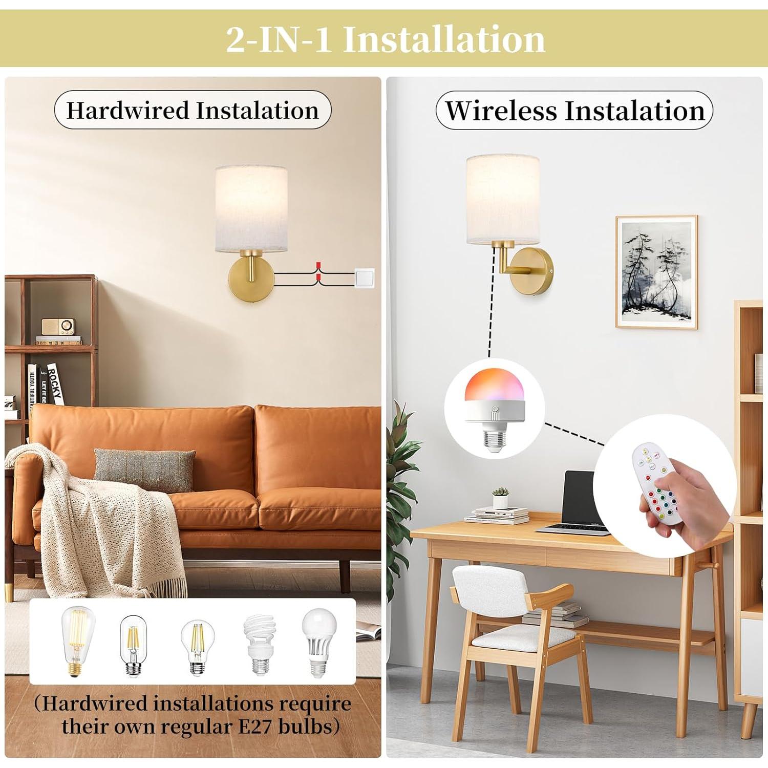 Juego de Apliques de Pared Inalámbricos XIGUCUCN LED 3000mAh