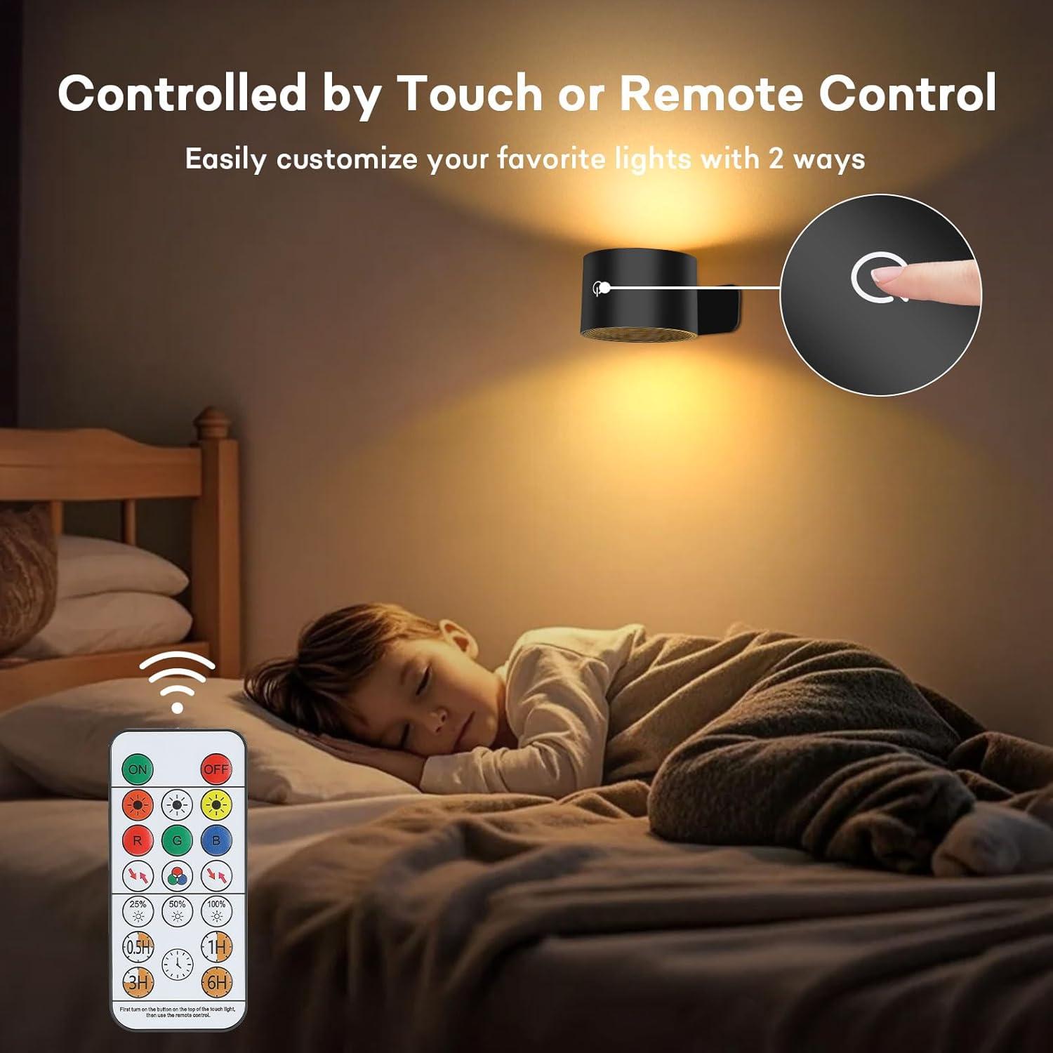 Aplique de pared inalámbrico Lightess negro 19 colores RGB