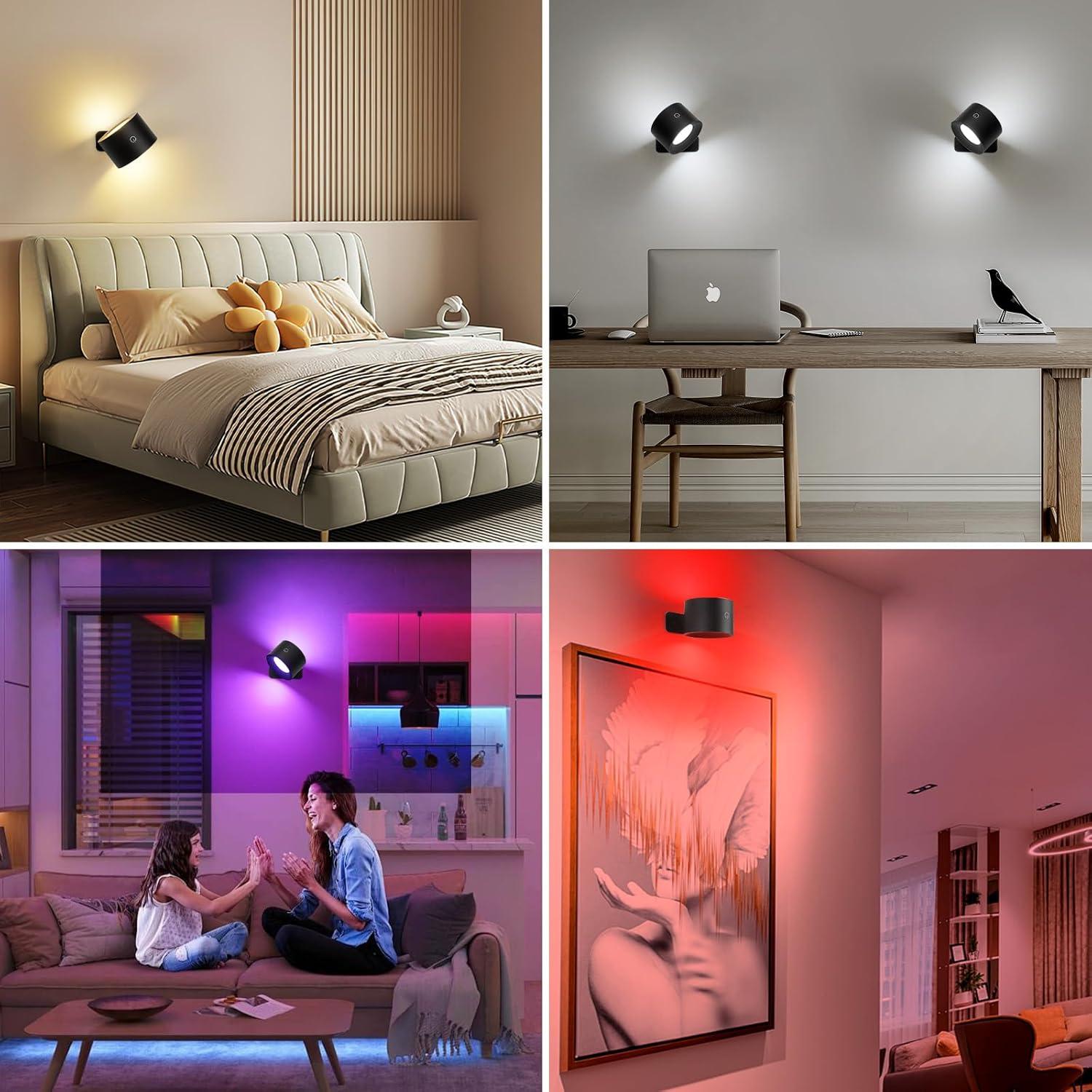 Aplique de pared inalámbrico Lightess negro 19 colores RGB