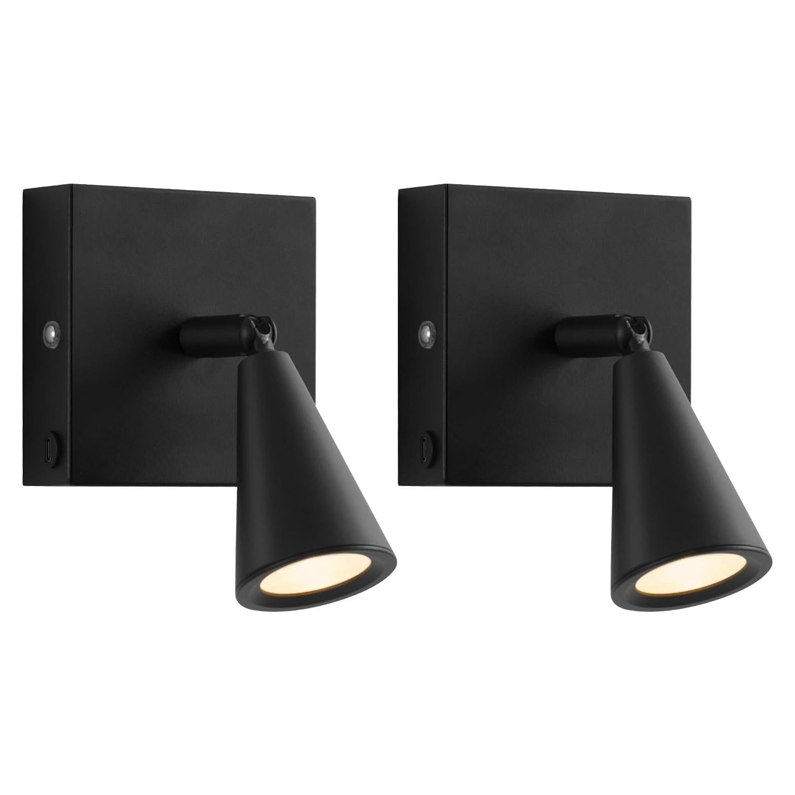 Juego de 2 Apliques de Pared LED Recargables NEWSEE Negro