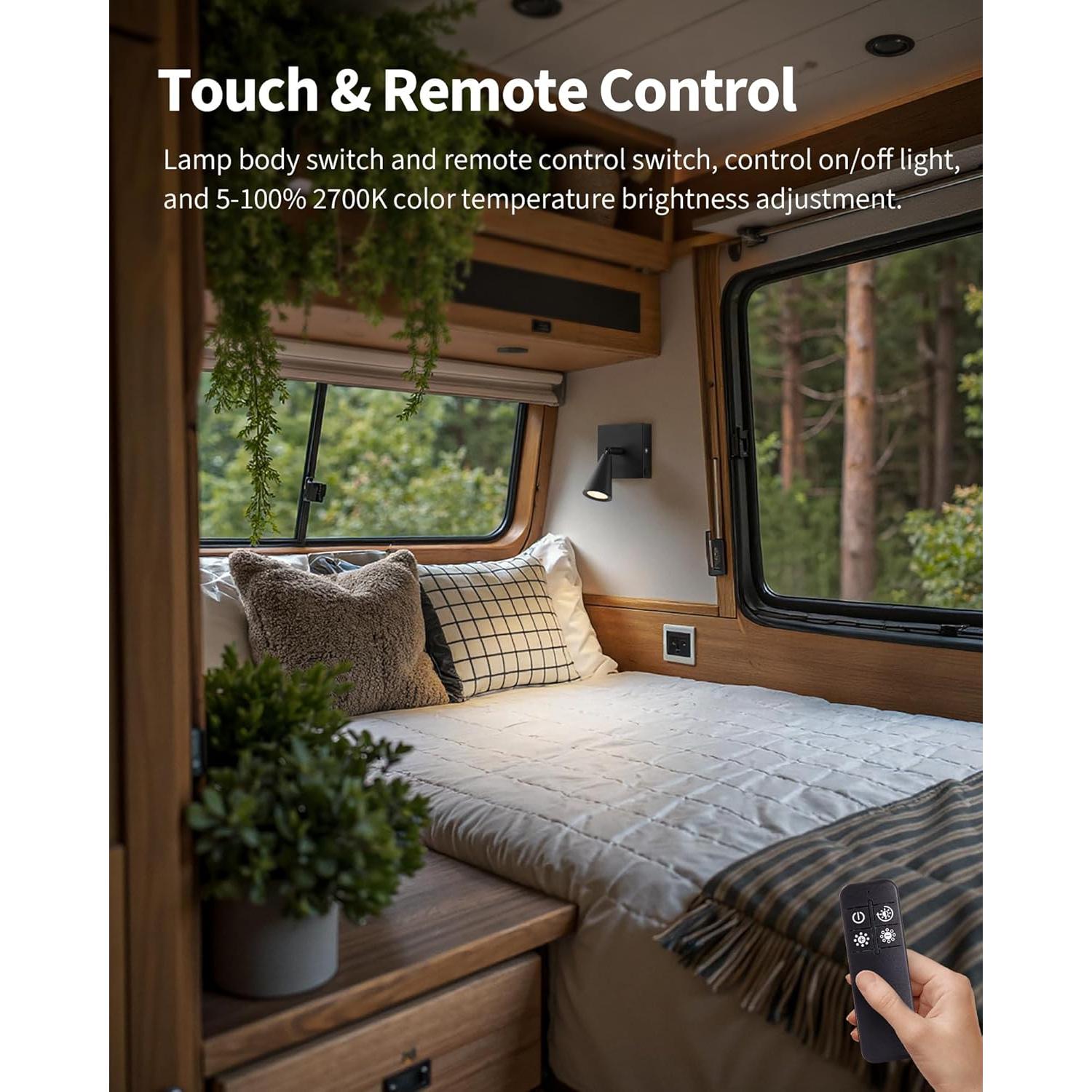 Juego de 2 Apliques de Pared LED Recargables NEWSEE Negro