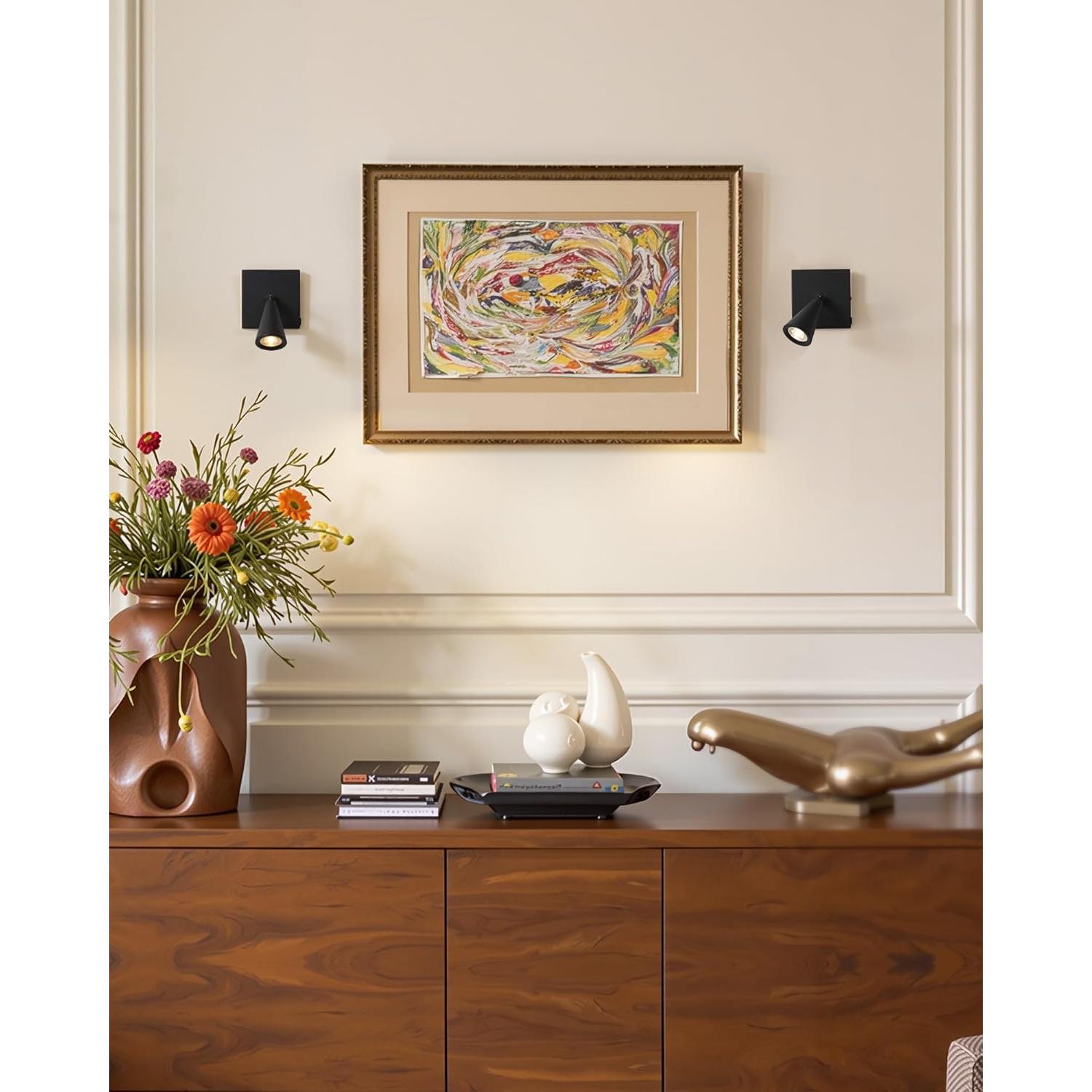 Juego de 2 Apliques de Pared LED Recargables NEWSEE Negro