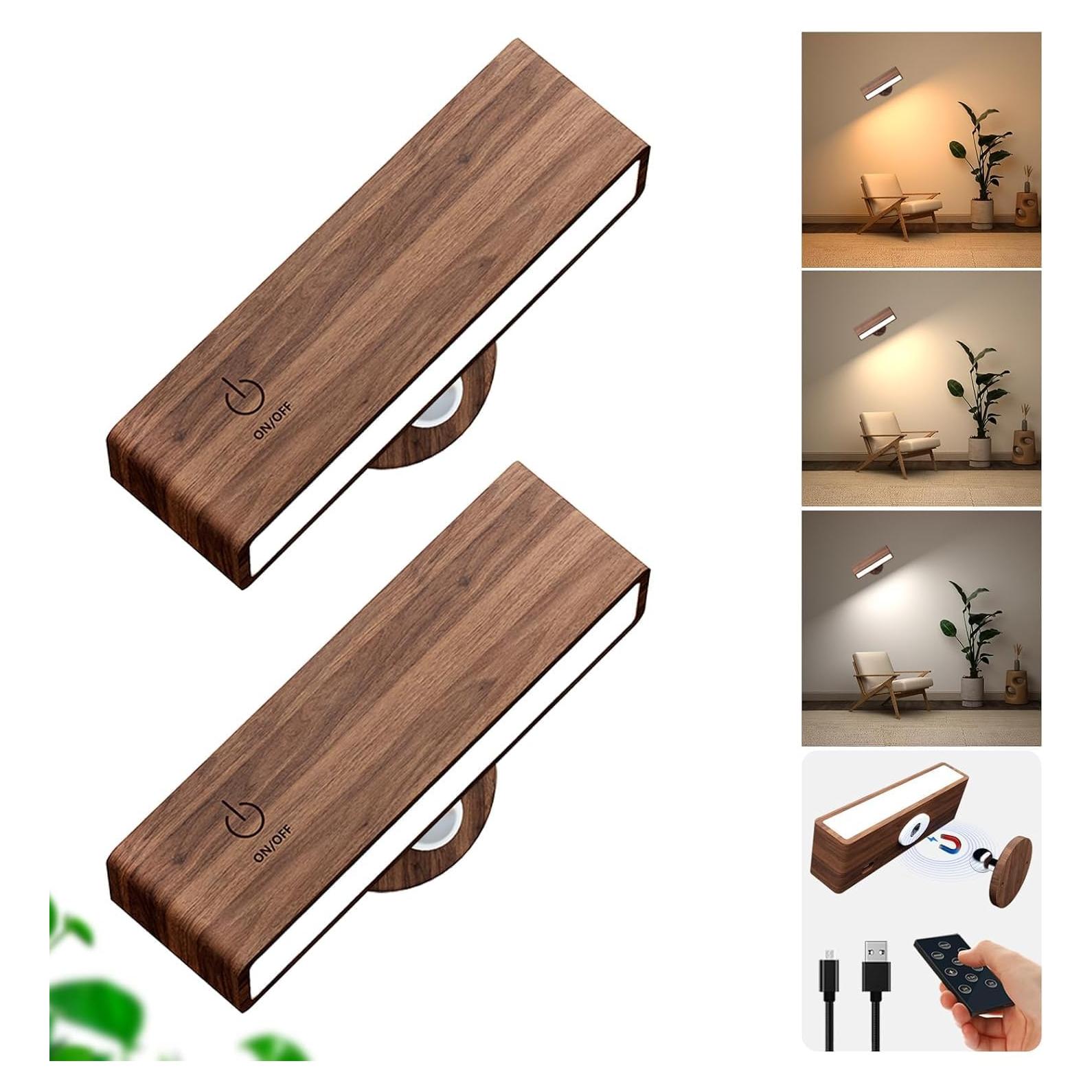 Apliques de Pared Recargables HOMECHOOSE 2-Pack Nuez