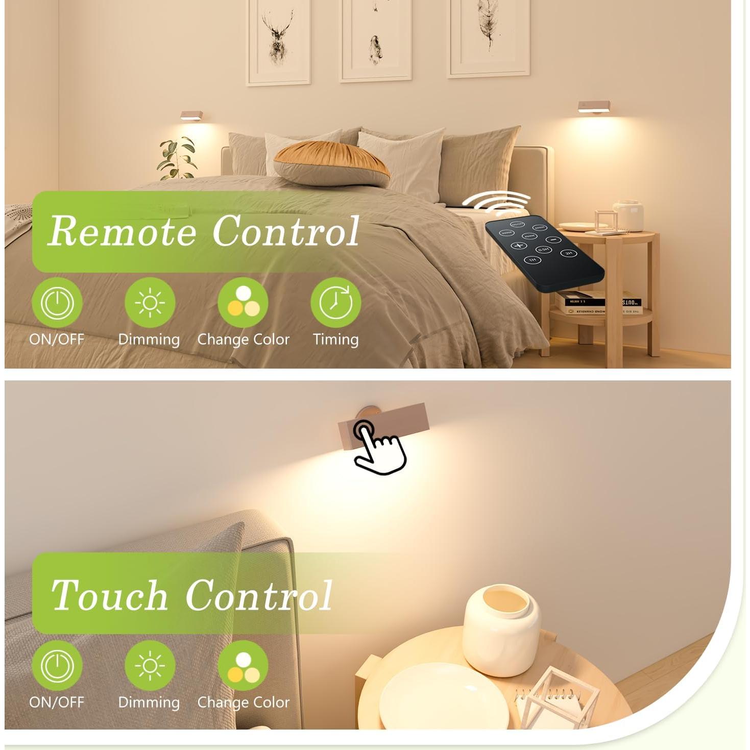 Apliques de Pared Recargables HOMECHOOSE 2-Pack Nuez