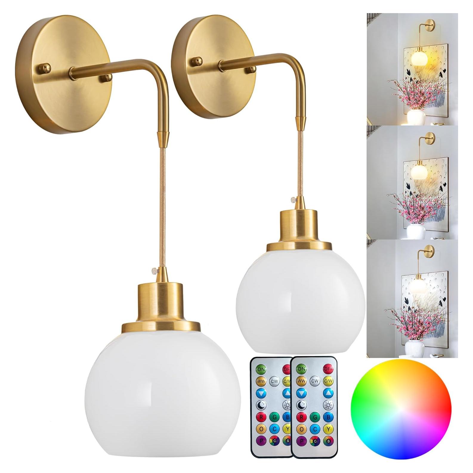 Juego de Apliques de Pared Inalámbricos YHCDLAMP RGB 2 Unidades