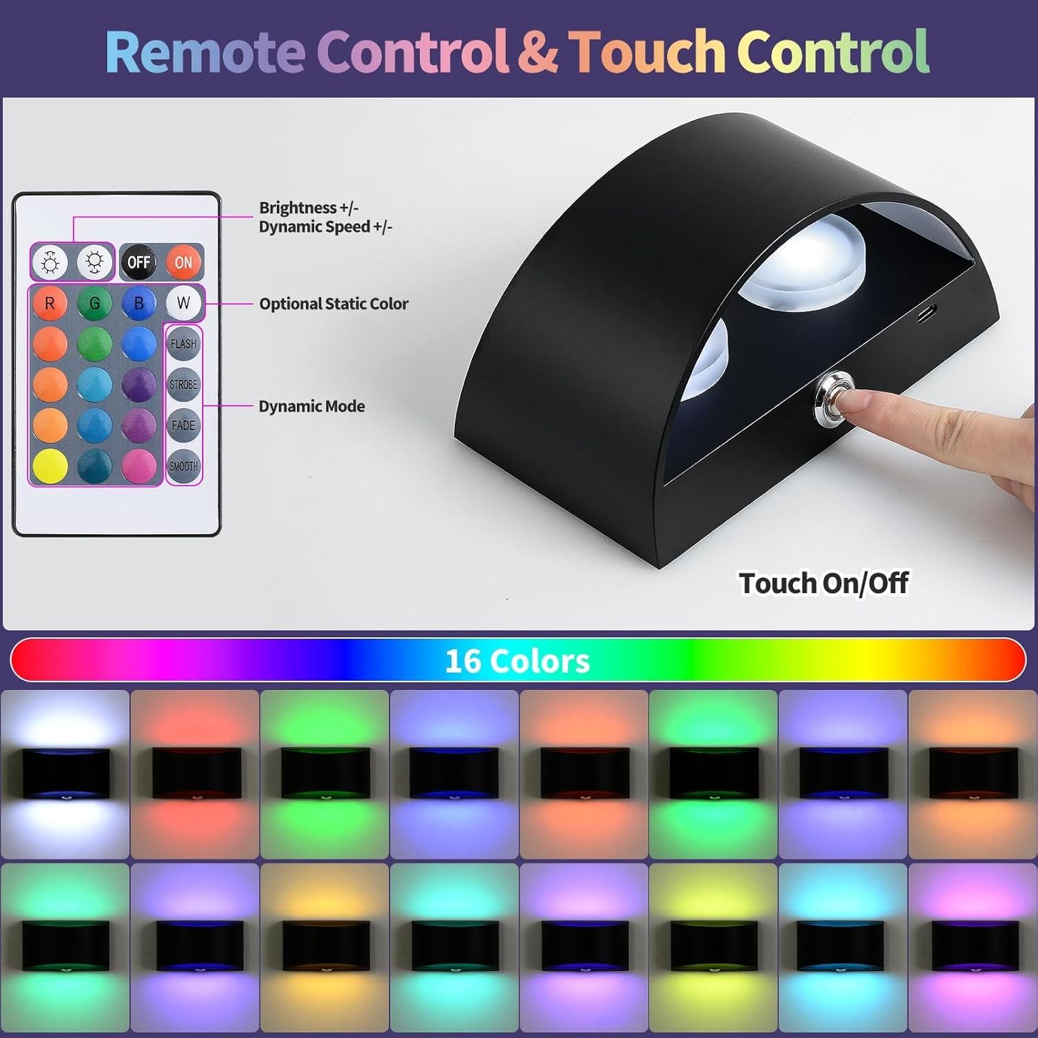 Aplique de Pared LED Recargable Hirzsjoy 6000mAh 16 Colores