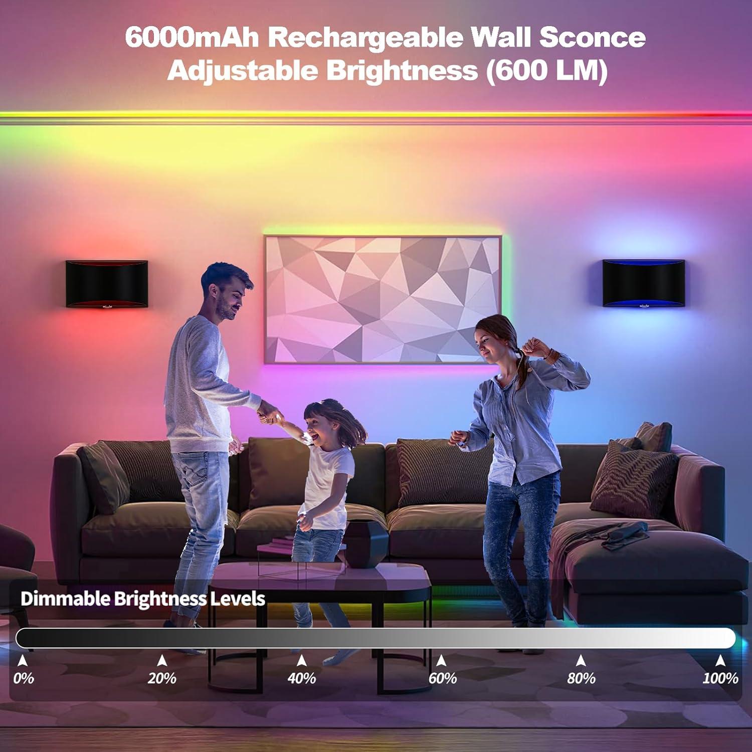 Aplique de Pared LED Recargable Hirzsjoy 6000mAh 16 Colores