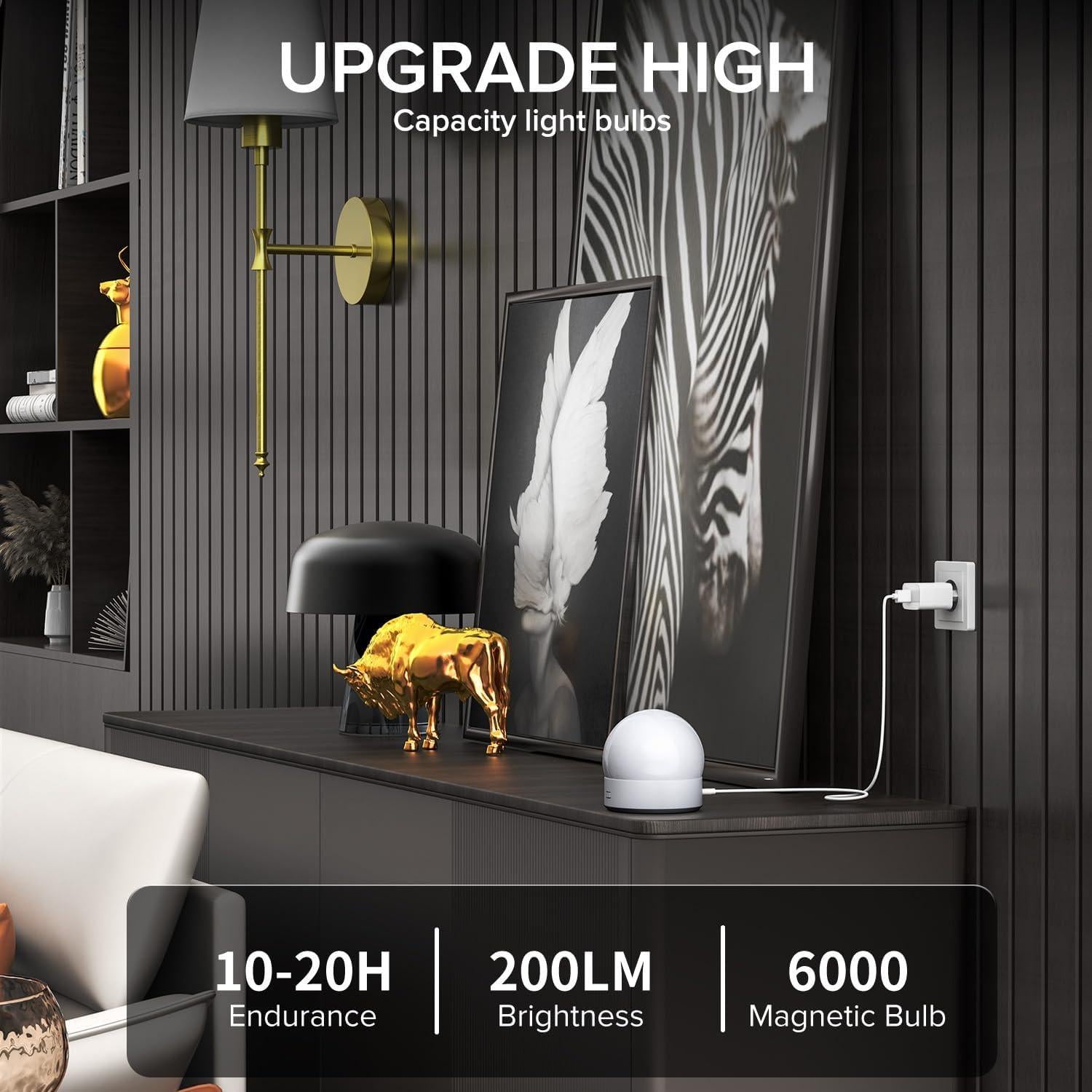 Aplique de pared Viyawise dorado, juego de 2 luces recargables