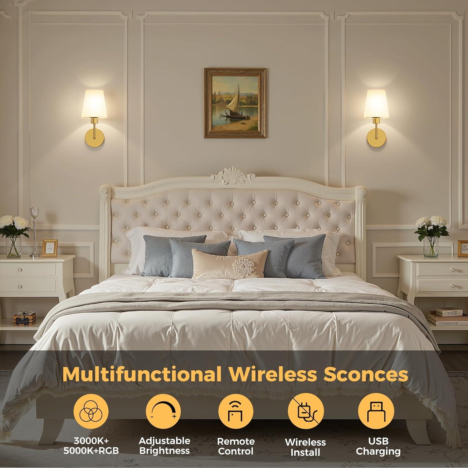 Apliques de Pared Recargables DORESshop Dorado 2 Unidades