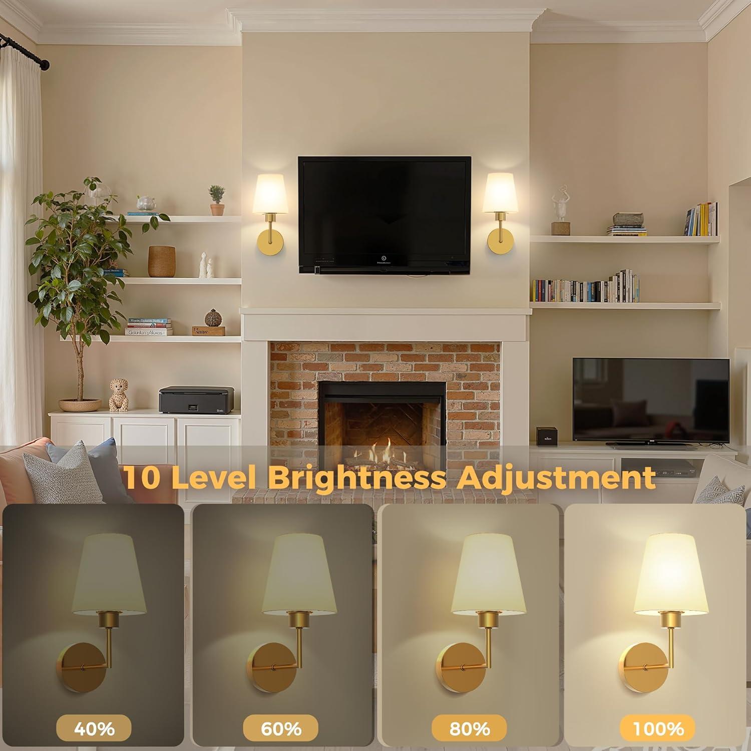 Apliques de Pared Recargables DORESshop Dorado 2 Unidades