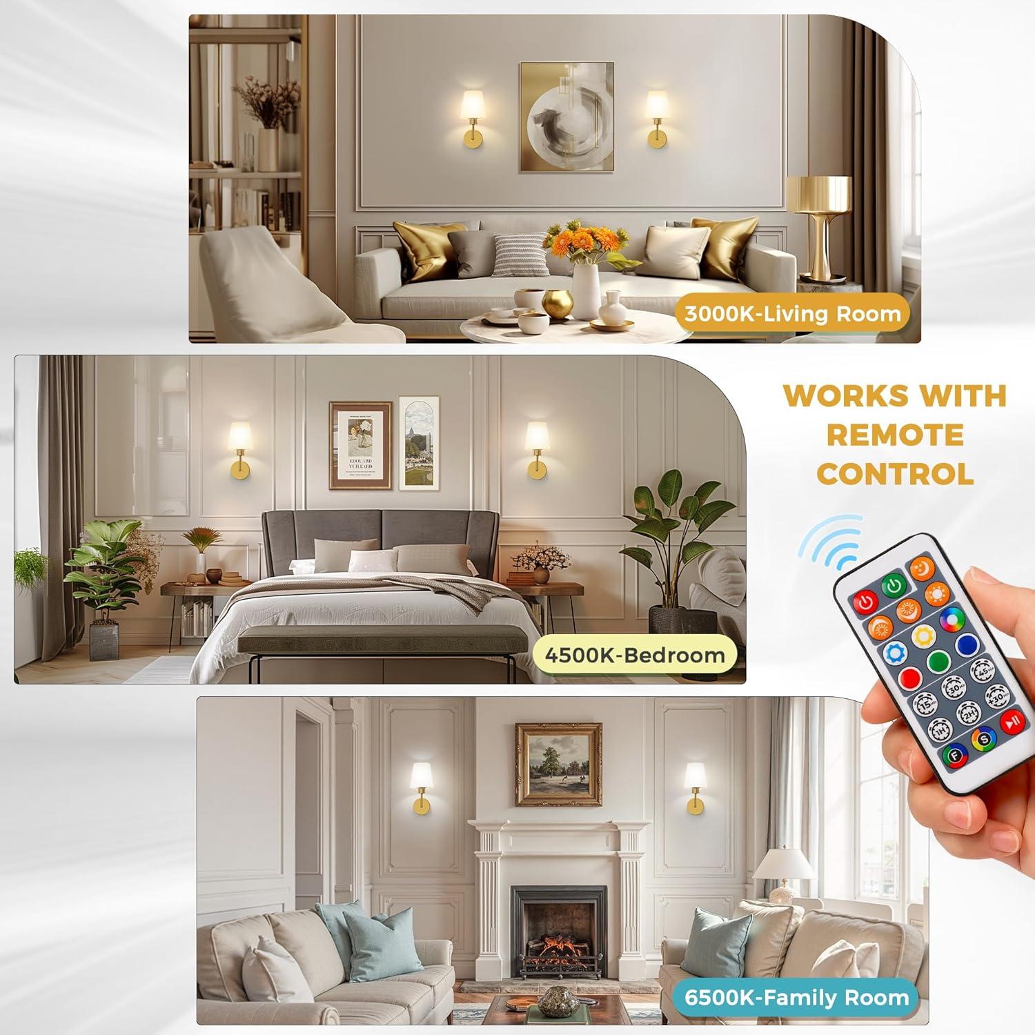 Apliques de Pared Recargables DORESshop Dorado 2 Unidades