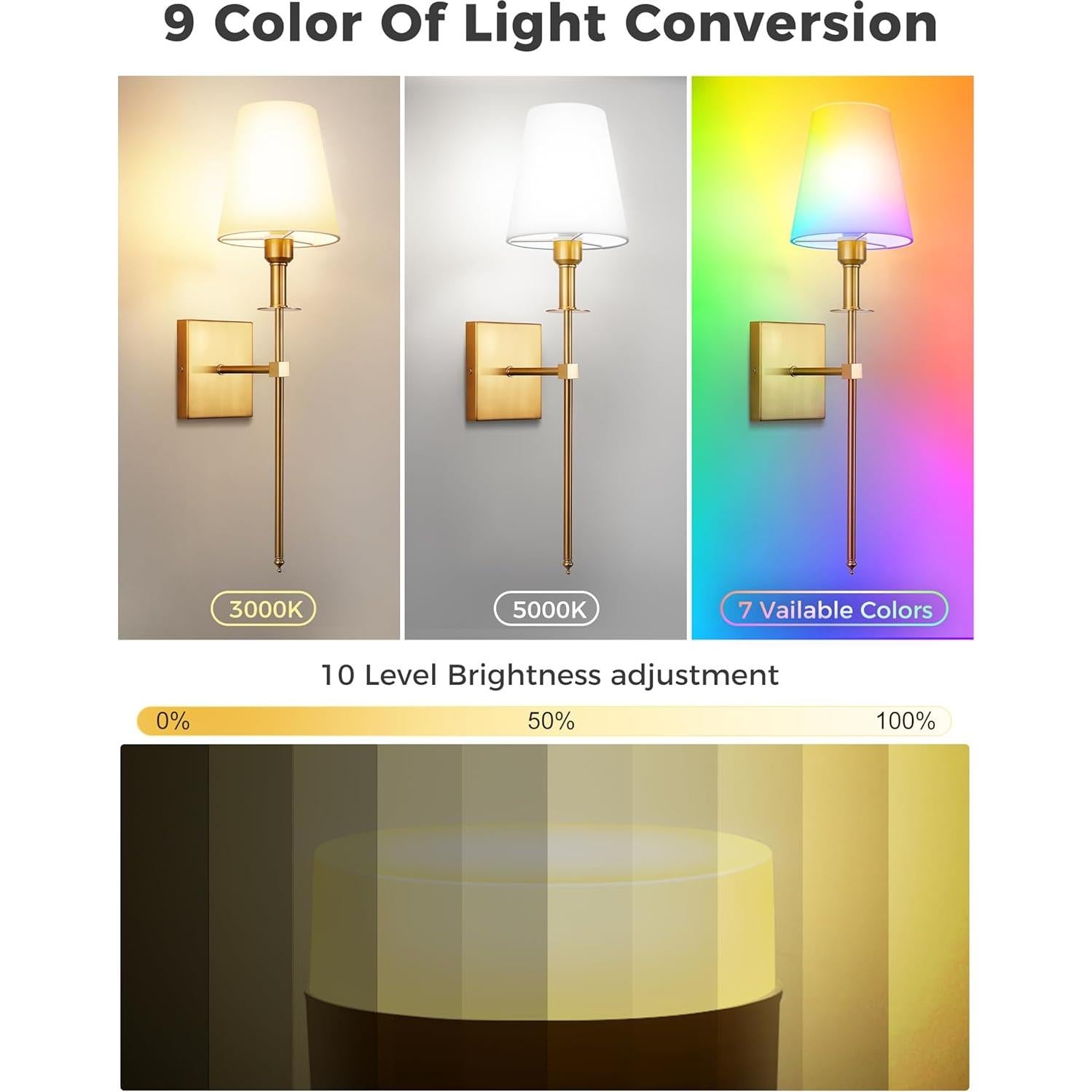 Apliques de Pared Inalámbricos DORESshop Set de 2 Dorados