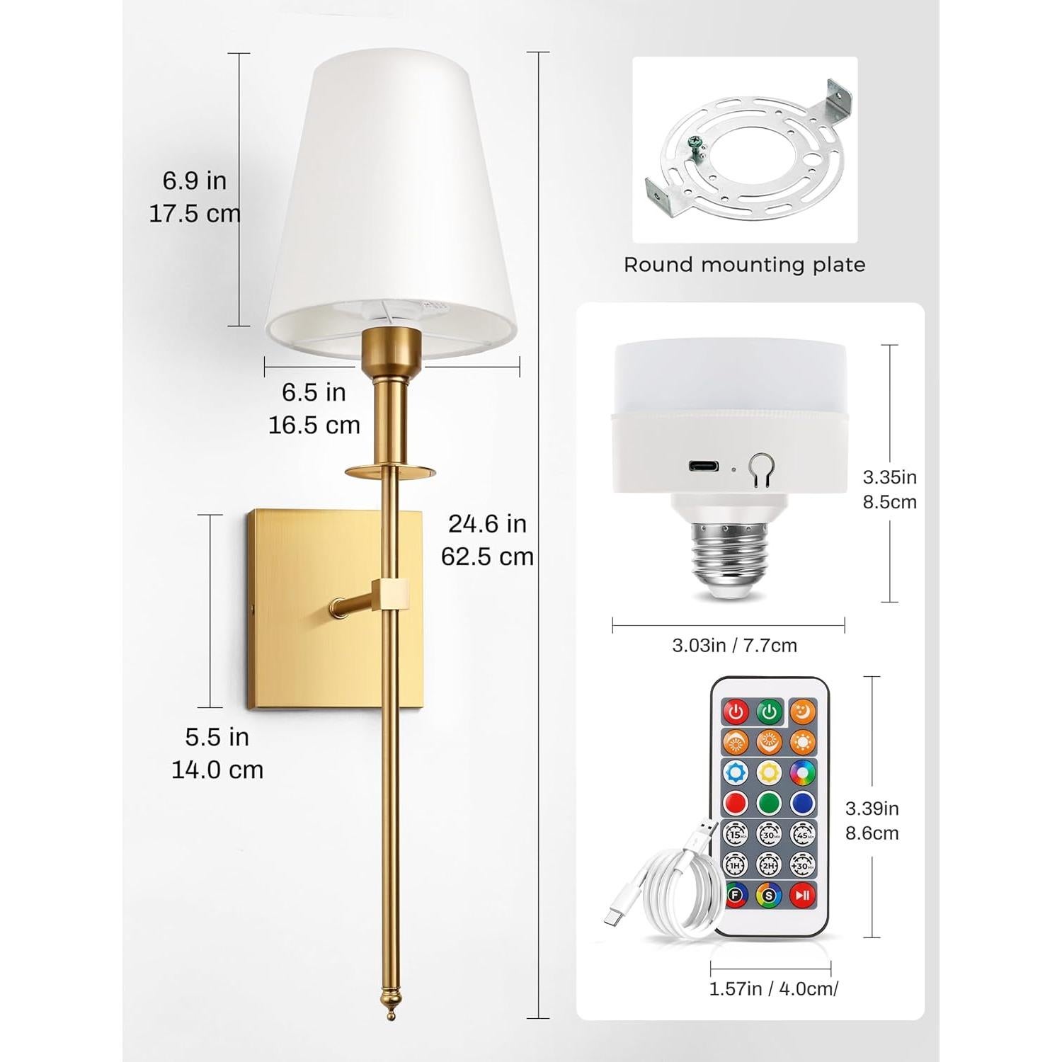 Apliques de Pared Inalámbricos DORESshop Set de 2 Dorados