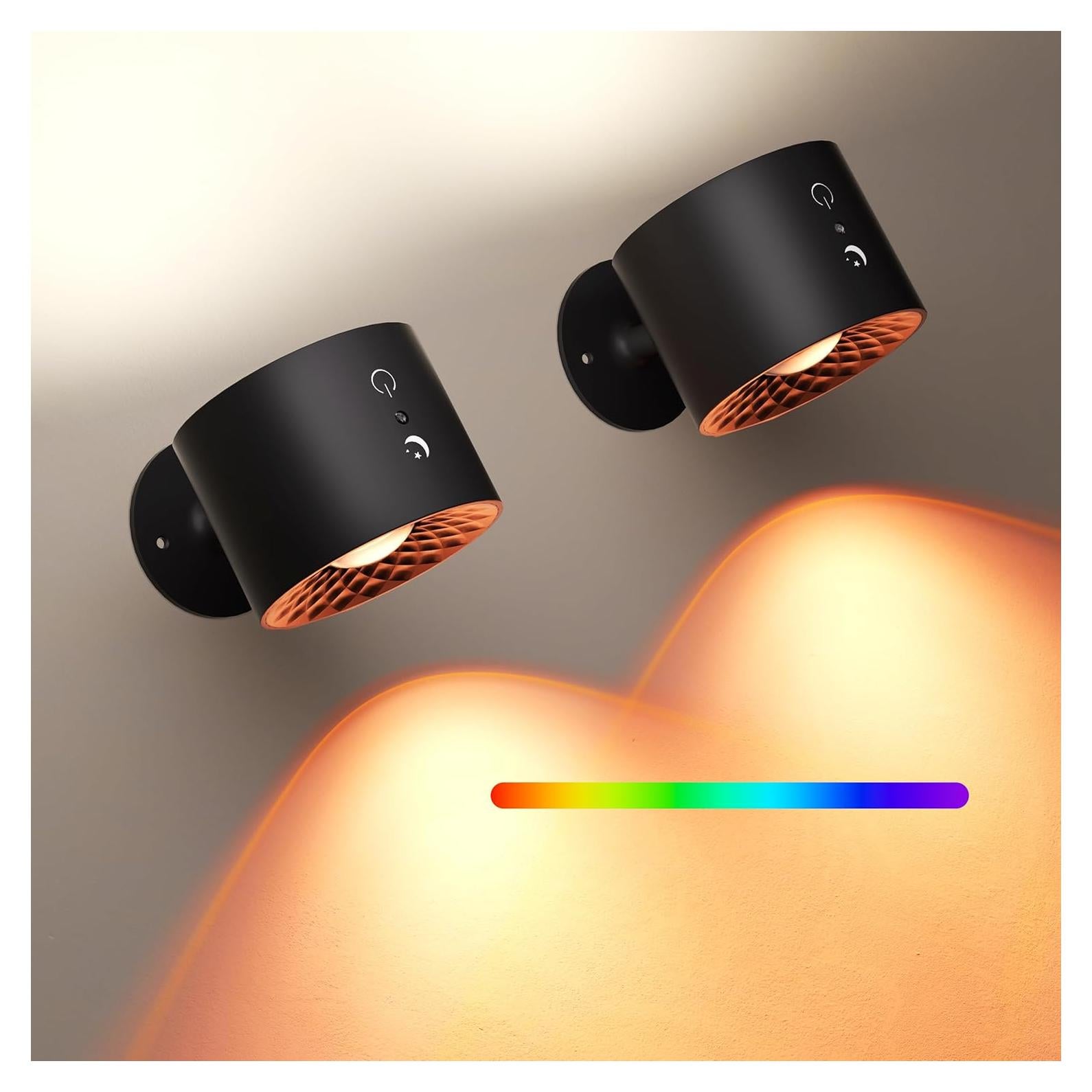 Aplique de Pared LED Joyzy 2 Pack RGB Recargable 360°