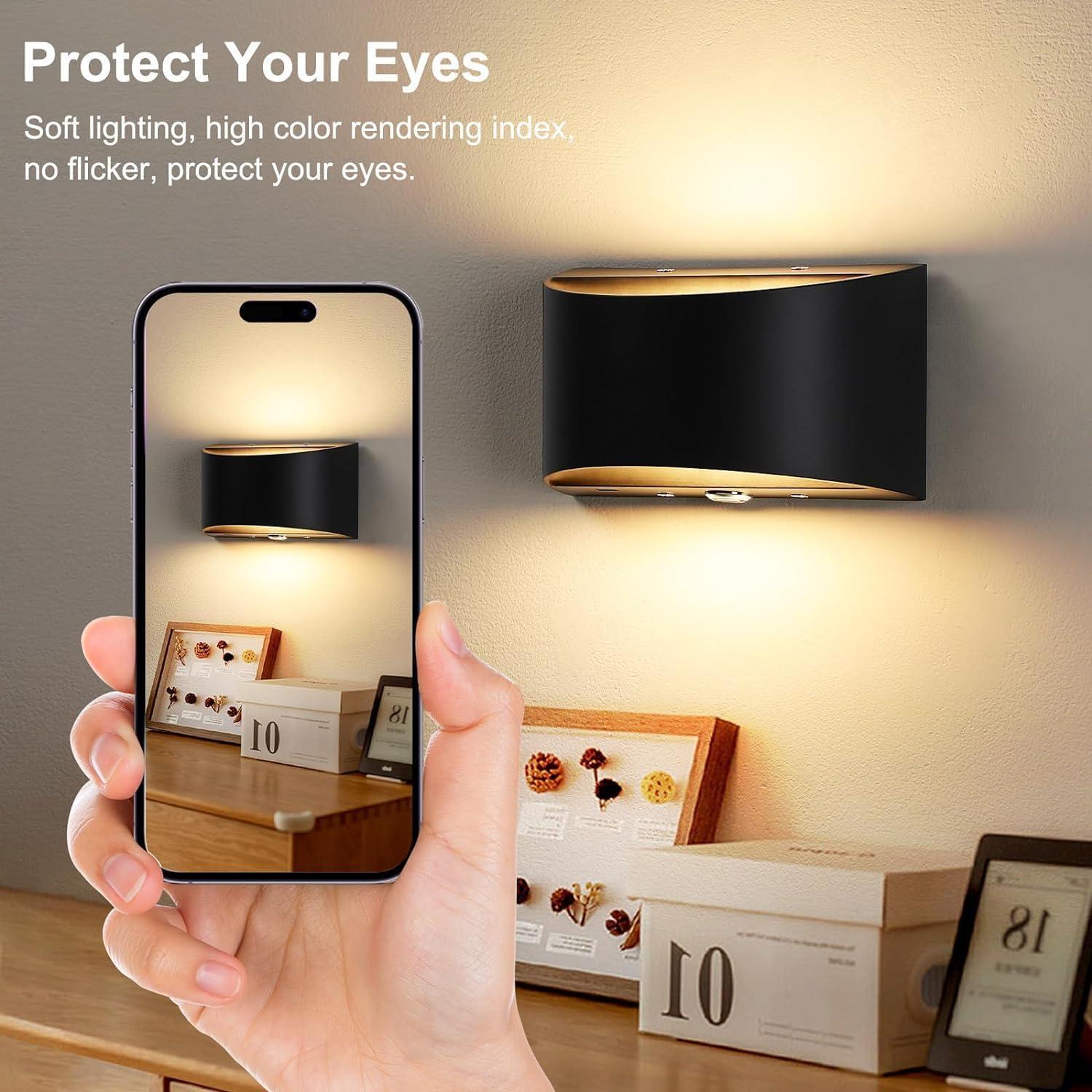 Aplique de Pared Inalámbrico Lightess Negro LED RGB 13 Colores