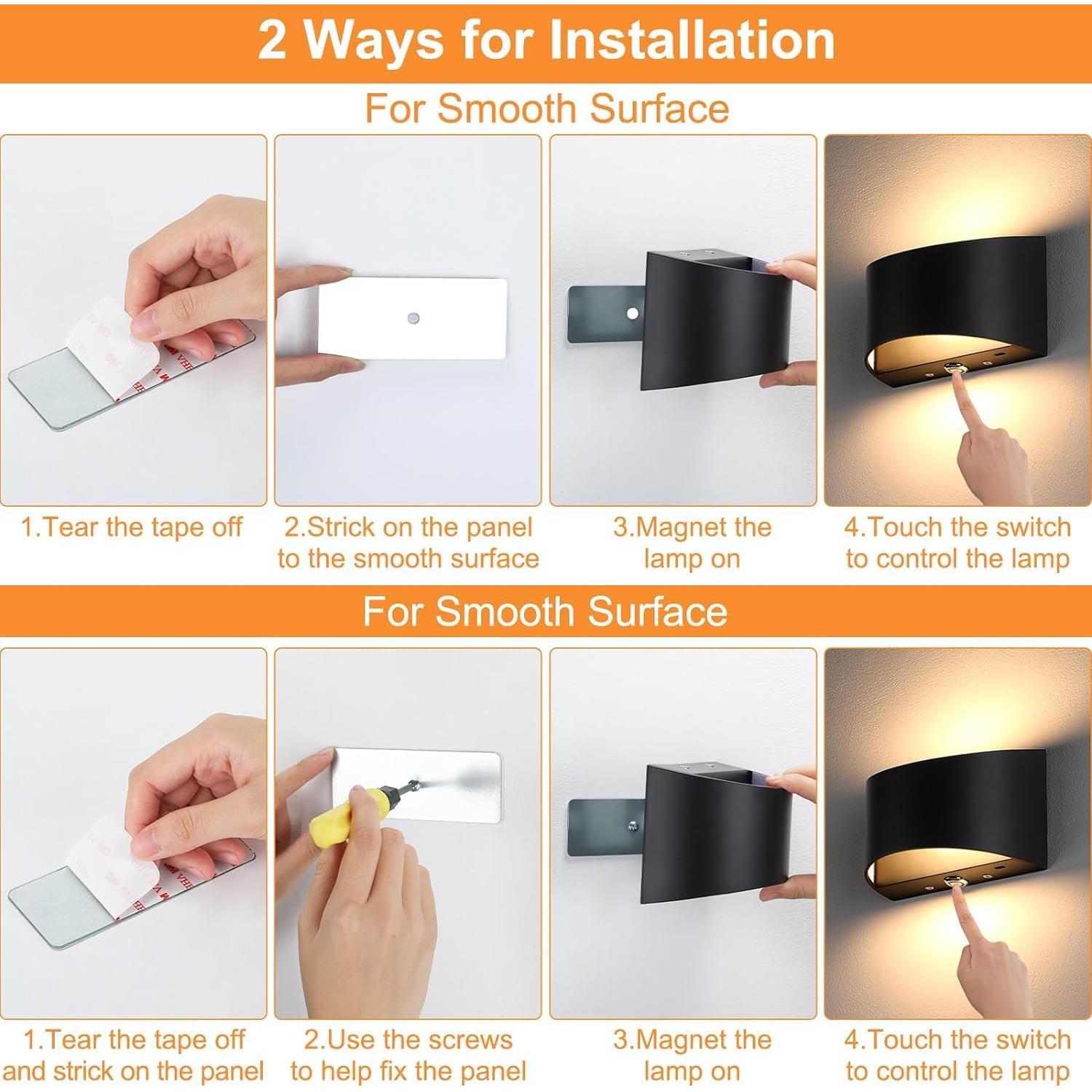 Aplique de Pared Inalámbrico Lightess Negro LED RGB 13 Colores