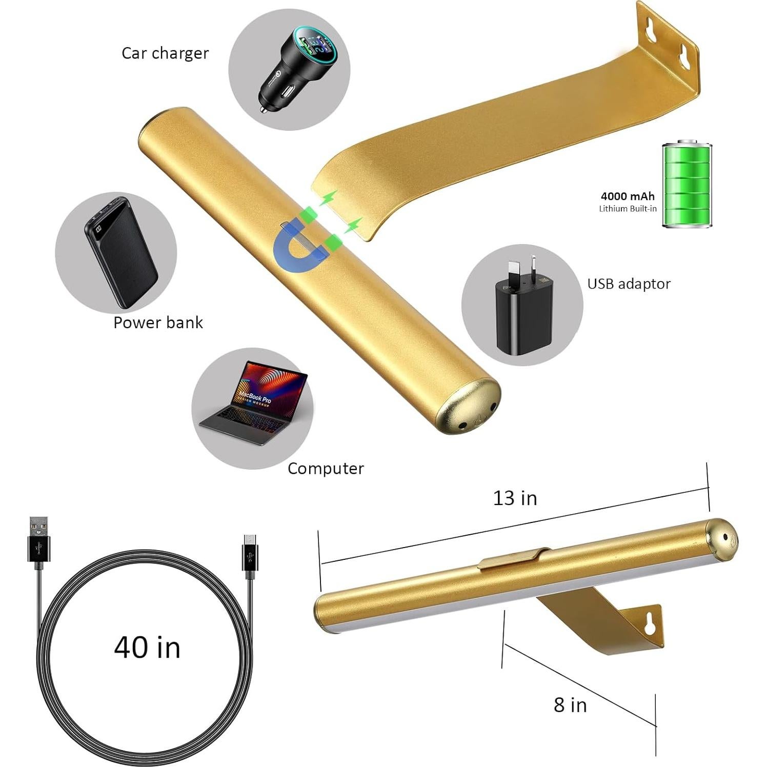 Luz de Imagen Inalámbrica VIGMOJ 33cm Dorado 300LM Recargable
